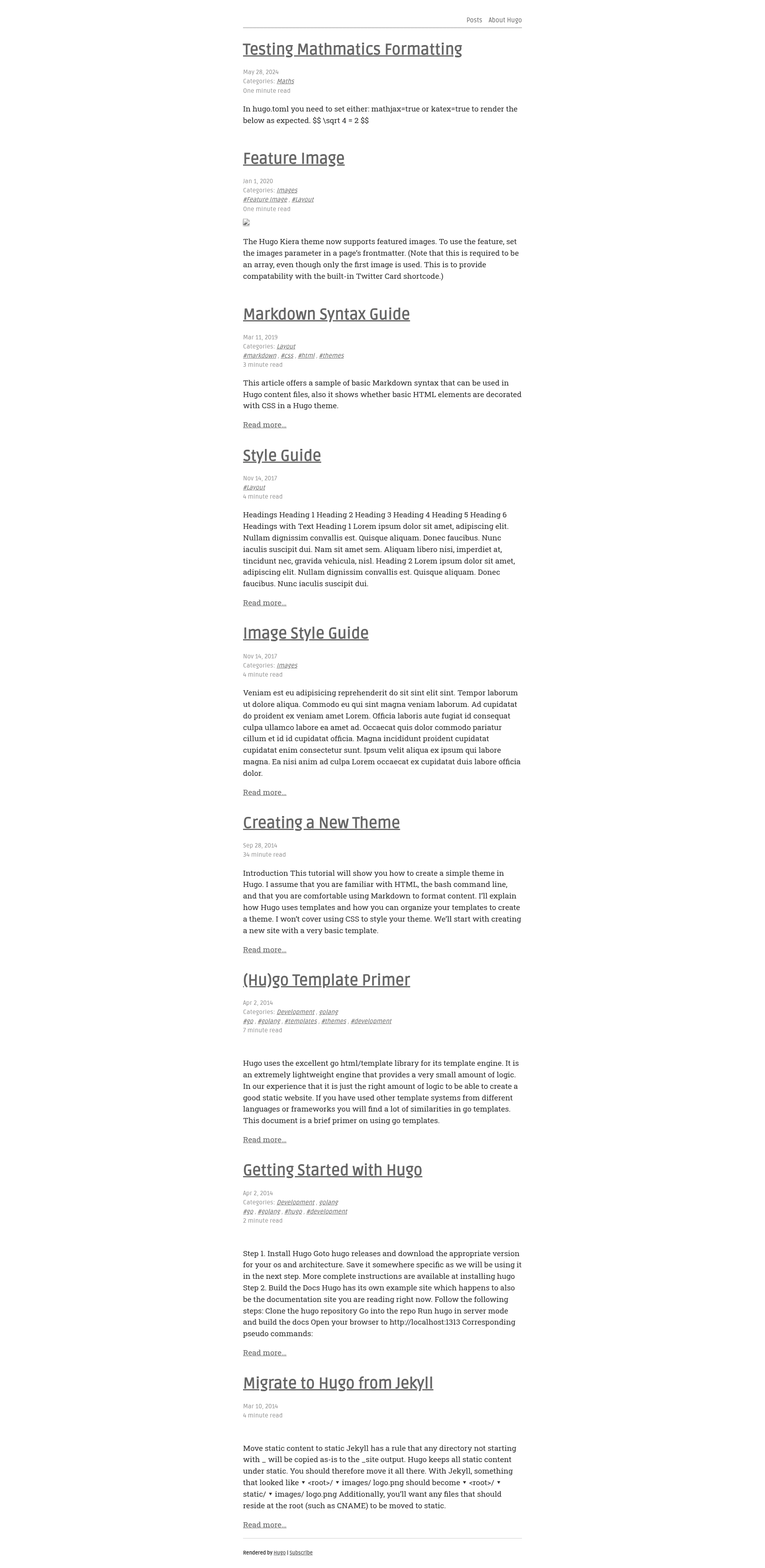 screenshot of Kiera Theme for Hugo on template0.com