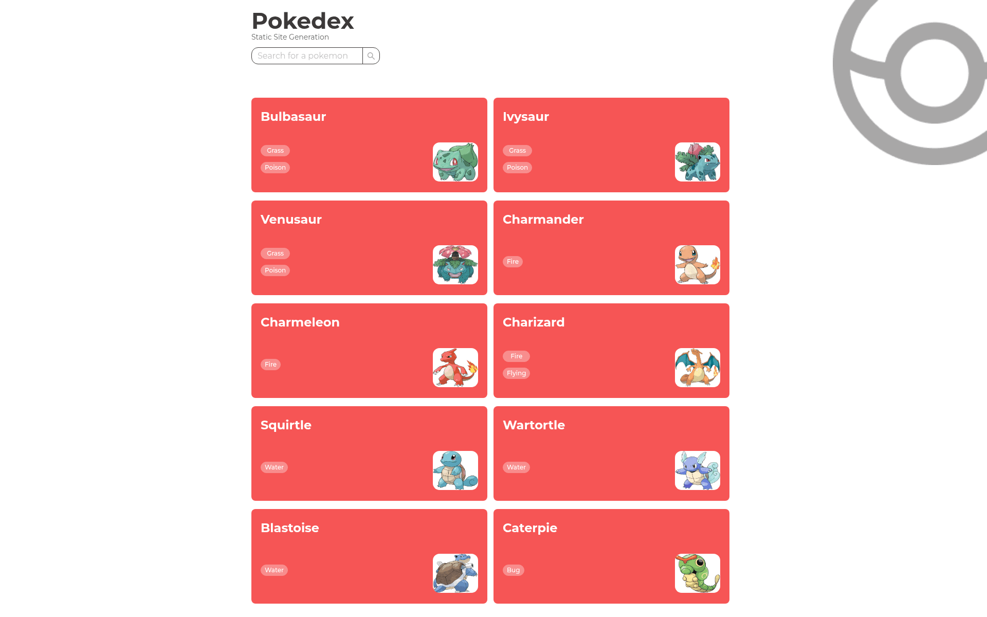 screenshot of Pokedex Nextjs on template0.com