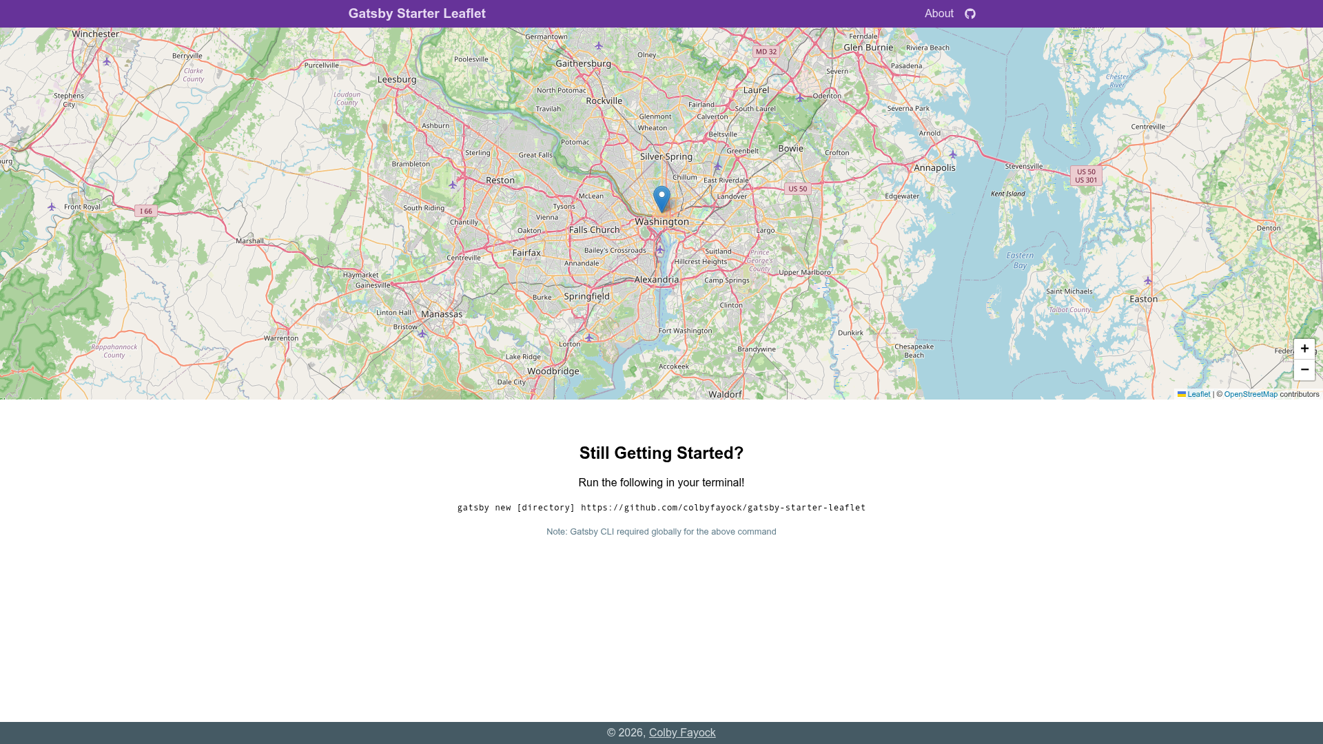 screenshot of Gatsby Starter Leaflet on template0.com
