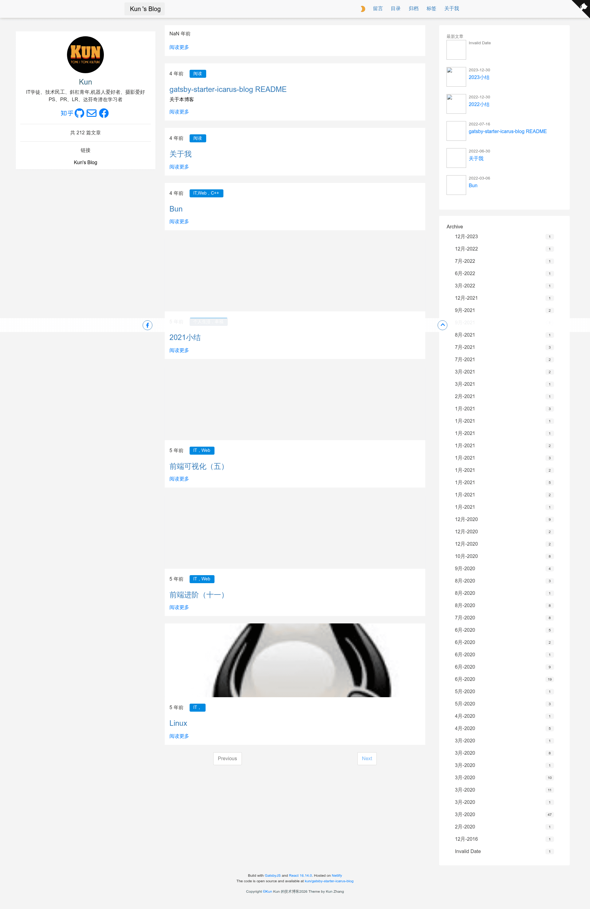 screenshot of Gatsby Icarus Theme Starter on template0.com