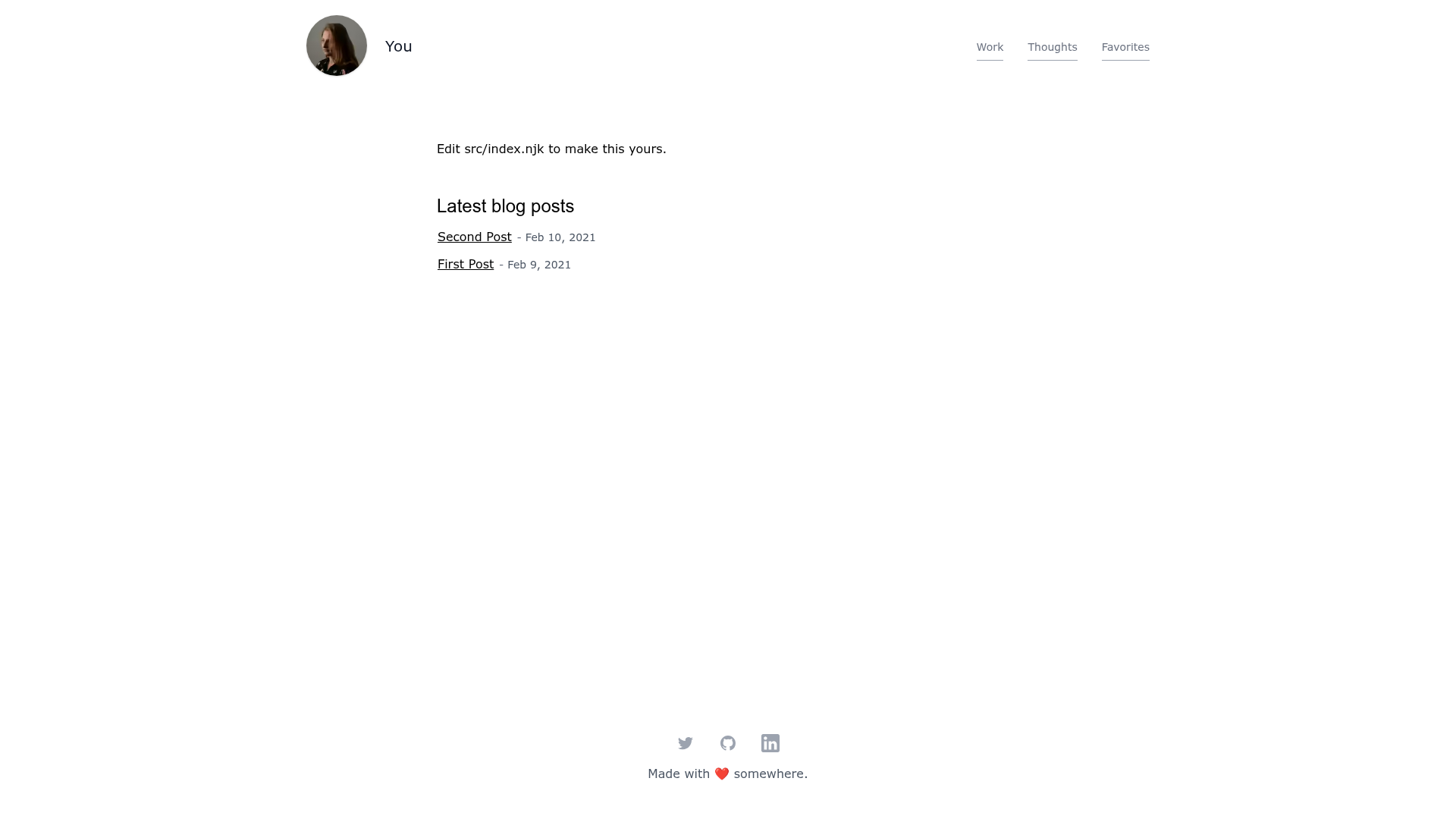 screenshot of Eleventy Alpine Tailwind Snowpack on template0.com