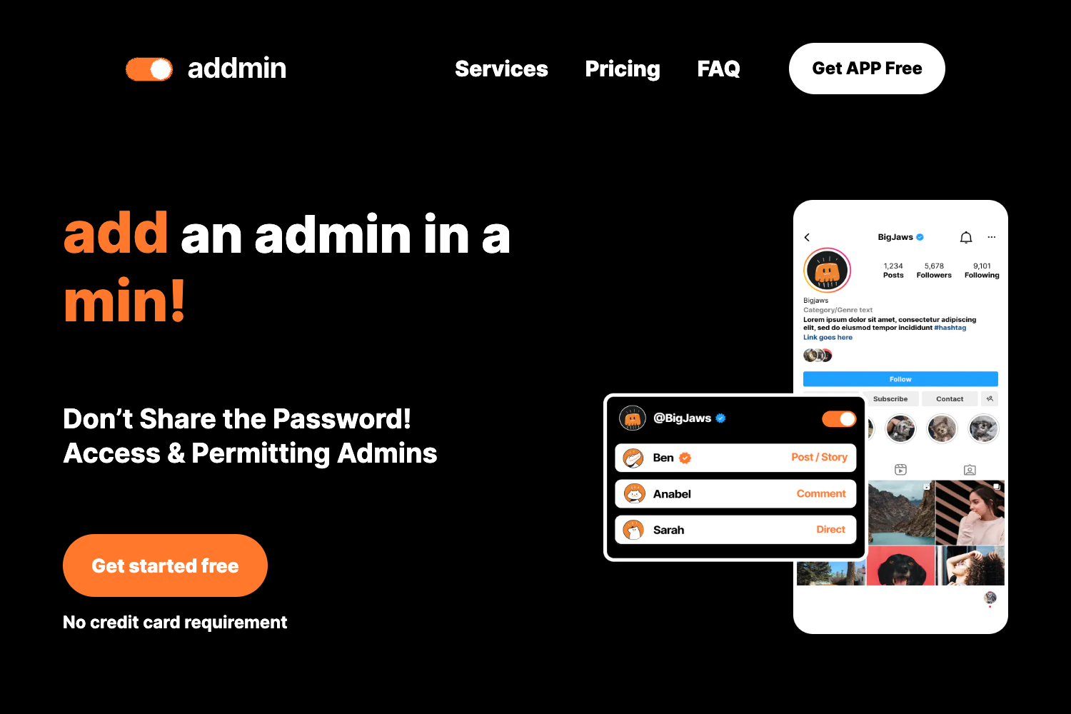 Addmin Landing preview