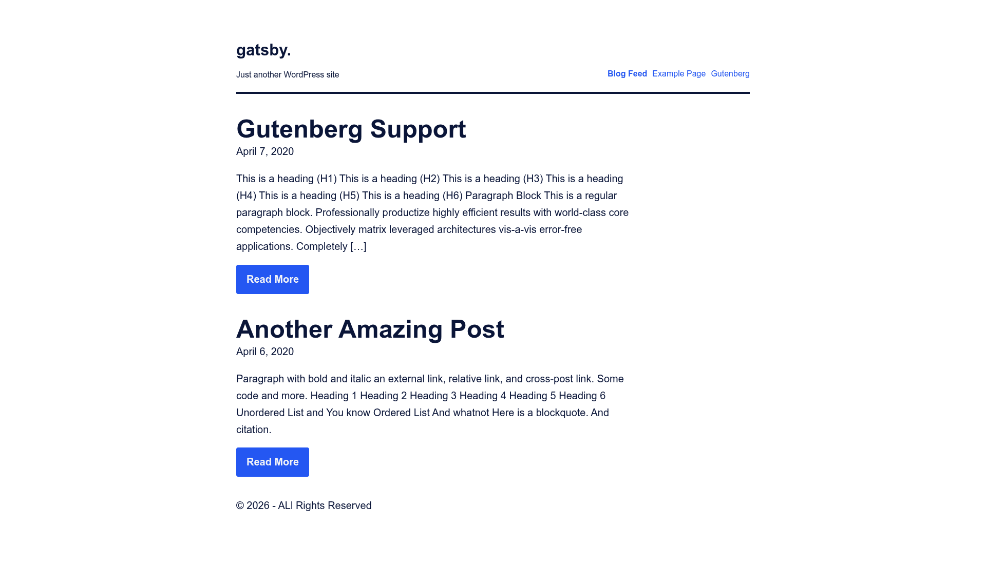 screenshot of WP Gatsby Starter on template0.com