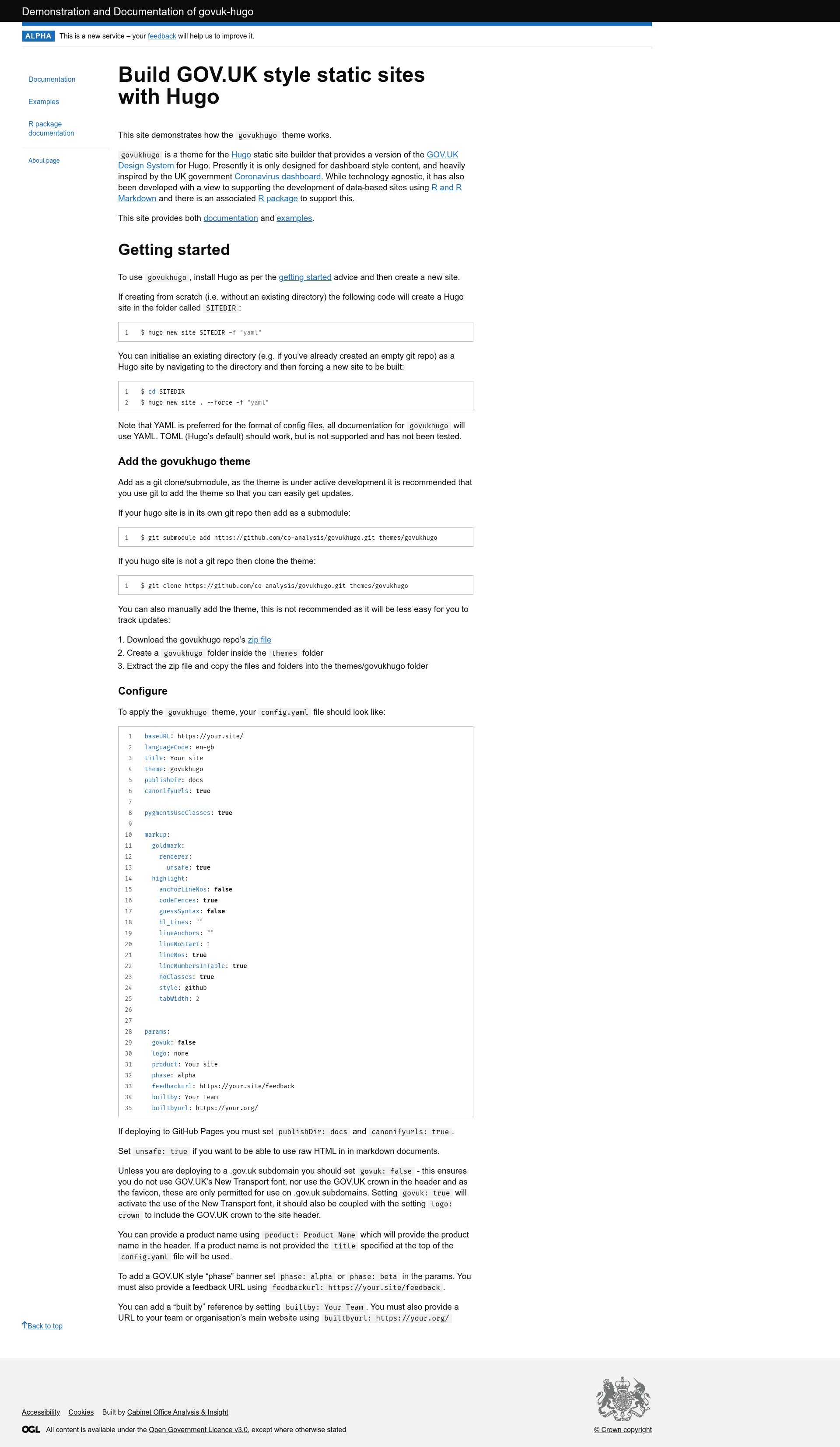 screenshot of govukhugo on template0.com