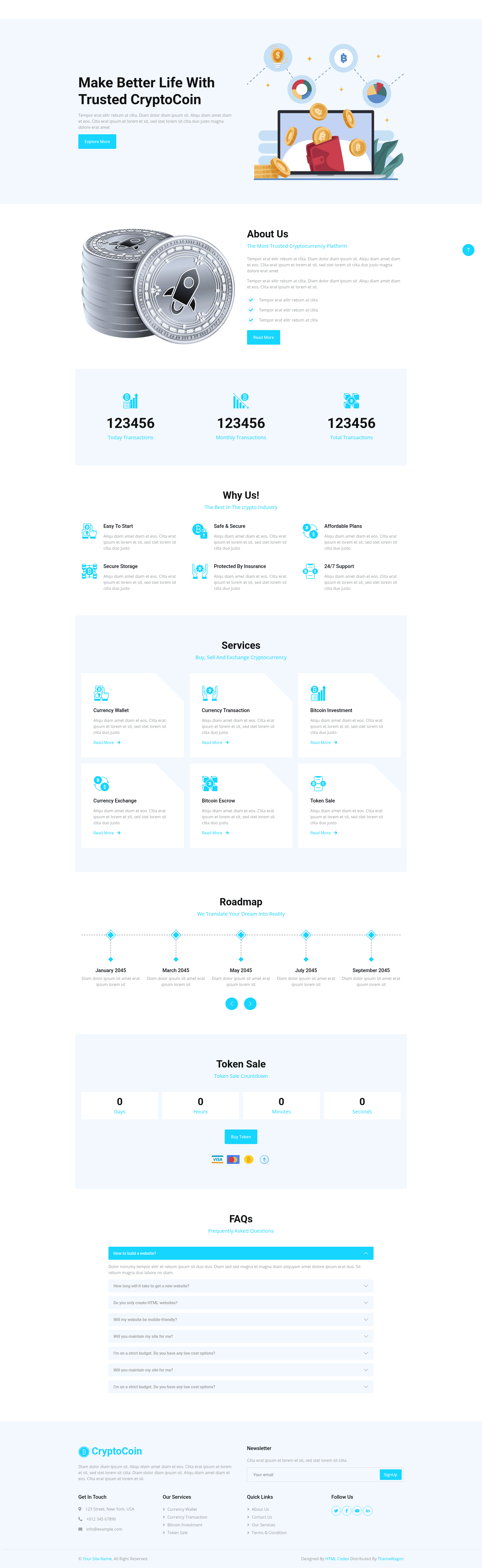 screenshot of CryptoCoin – Free Bootstrap 5 Cryptocurrency Website Template on template0.com