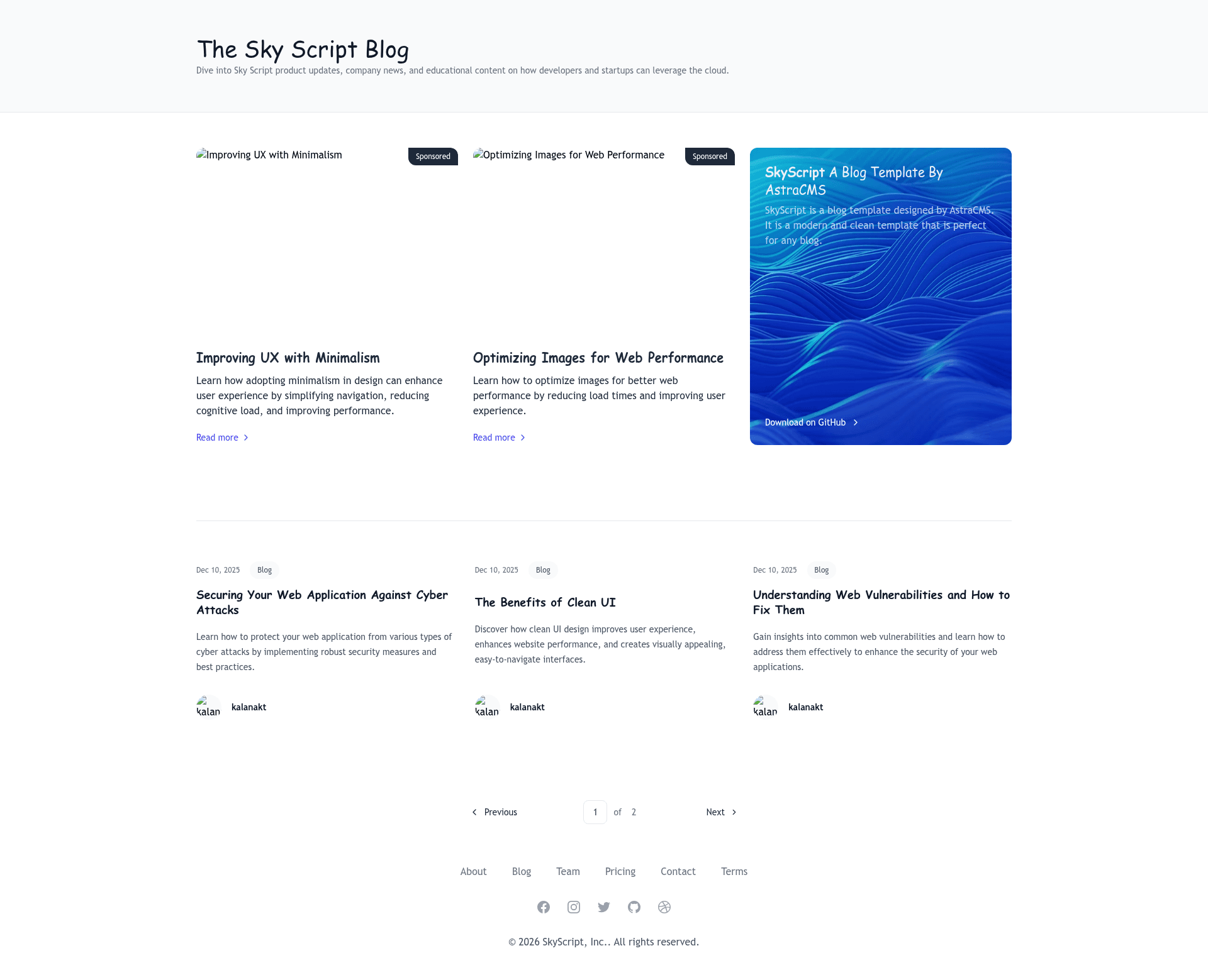 screenshot of SkyScript on template0.com