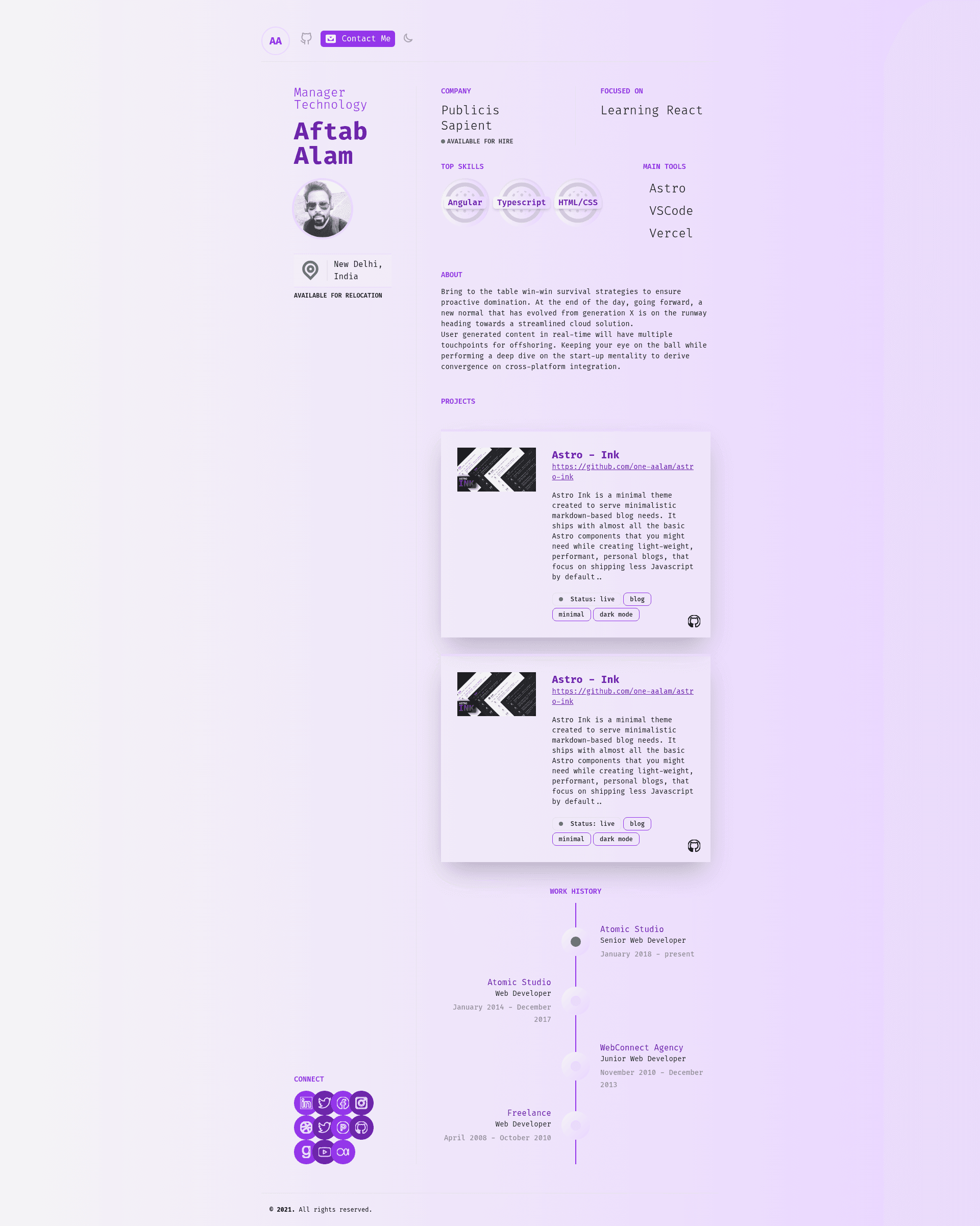 screenshot of Astro Me on template0.com