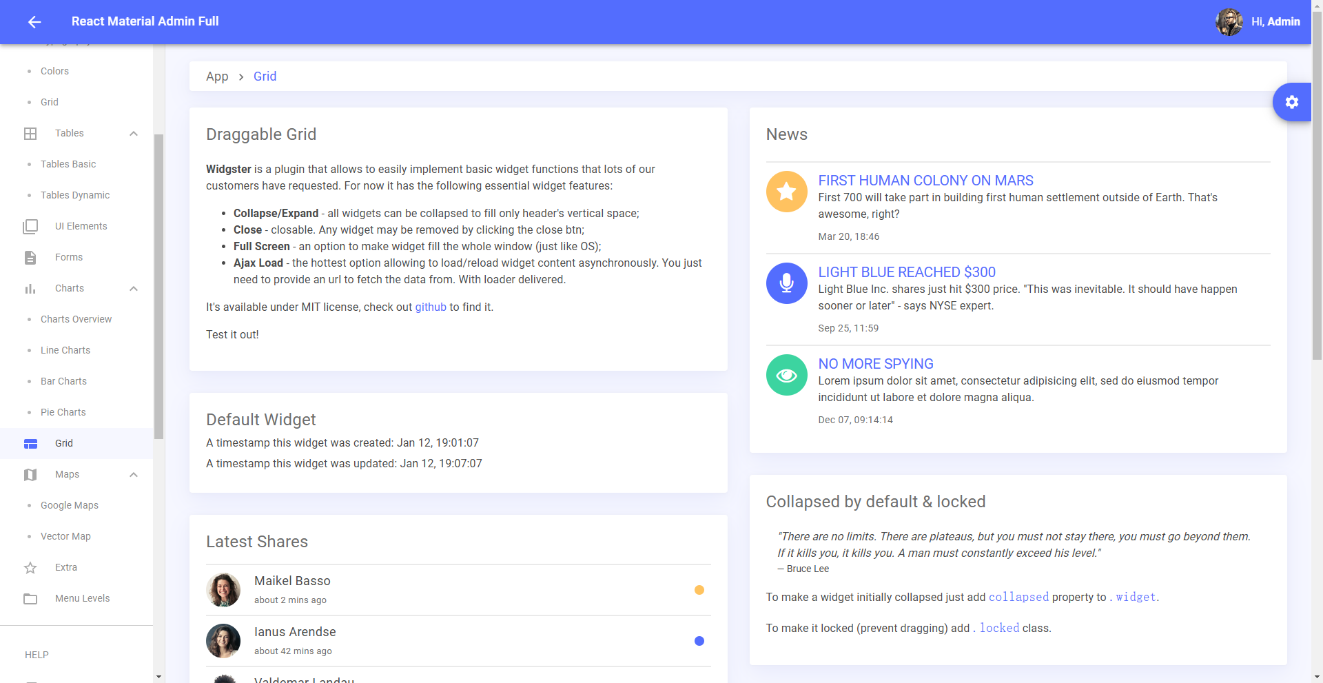 Image for Flatlogic Admin(dashboard react template) on template0.com