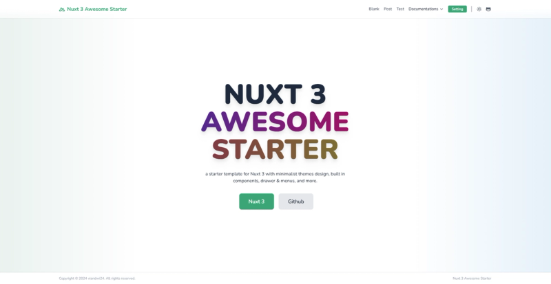 Image for Nuxt 3 Awesome Starter(boilerplate nuxt template) on template0.com