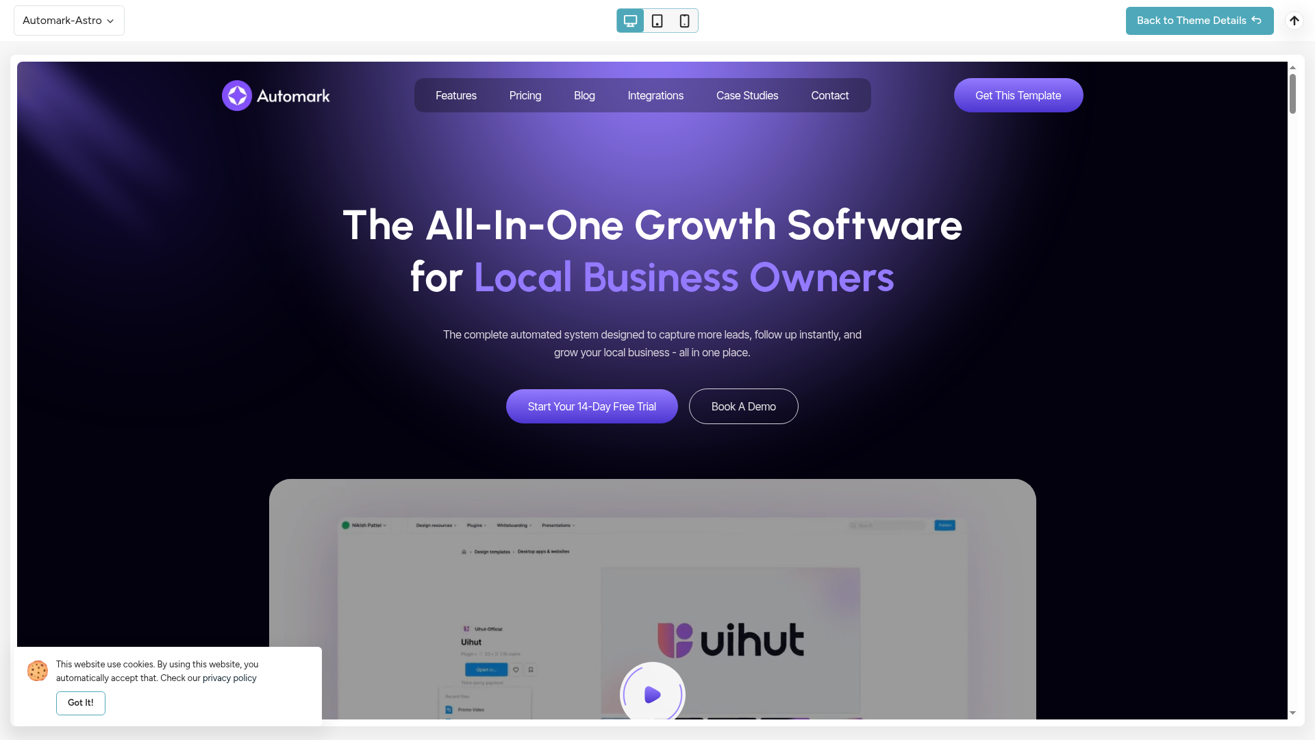 screenshot of Automark Astro on template0.com