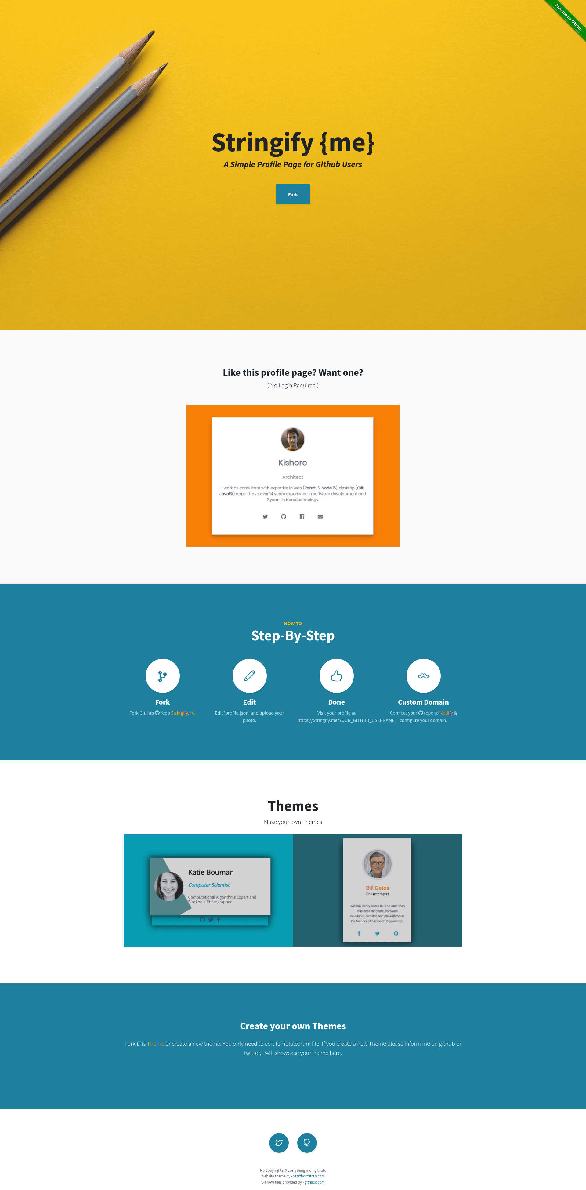 screenshot of Stringify.me on template0.com