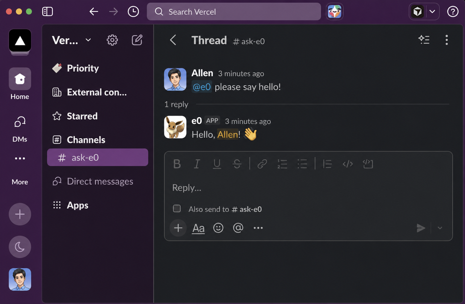 eve Slack Agent preview