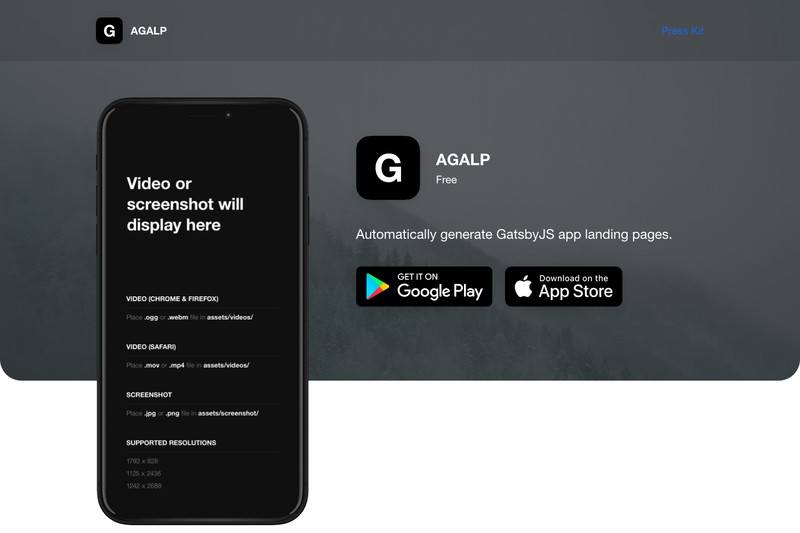Image for Automatic GatsbyJS App Landing Page on template0.com Image for Automatic GatsbyJS App Landing Page on template0.com