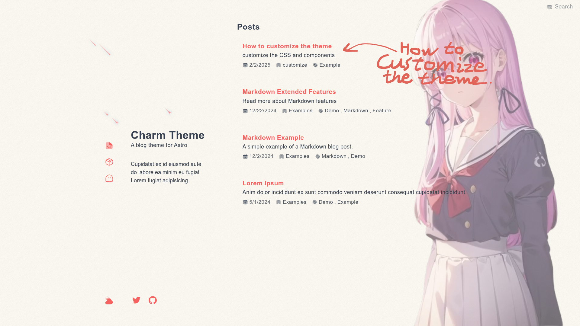 screenshot of Charm on template0.com