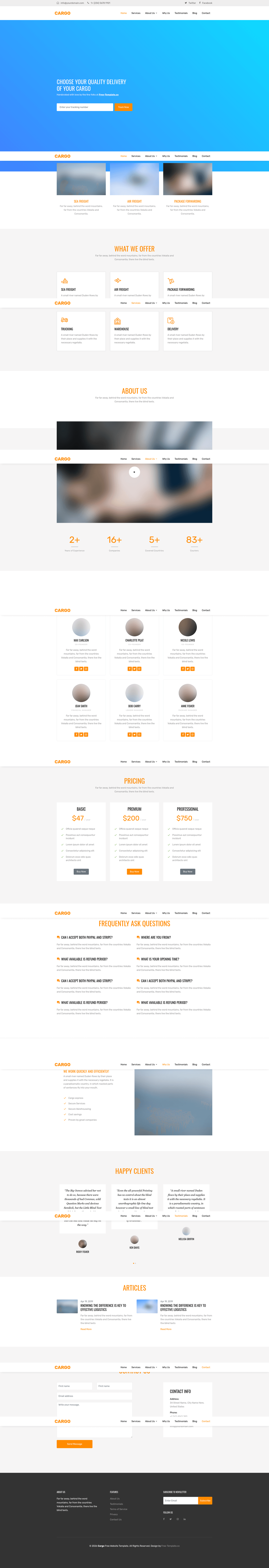 screenshot of Cargo – Free Bootstrap 4 Logistics Template on template0.com