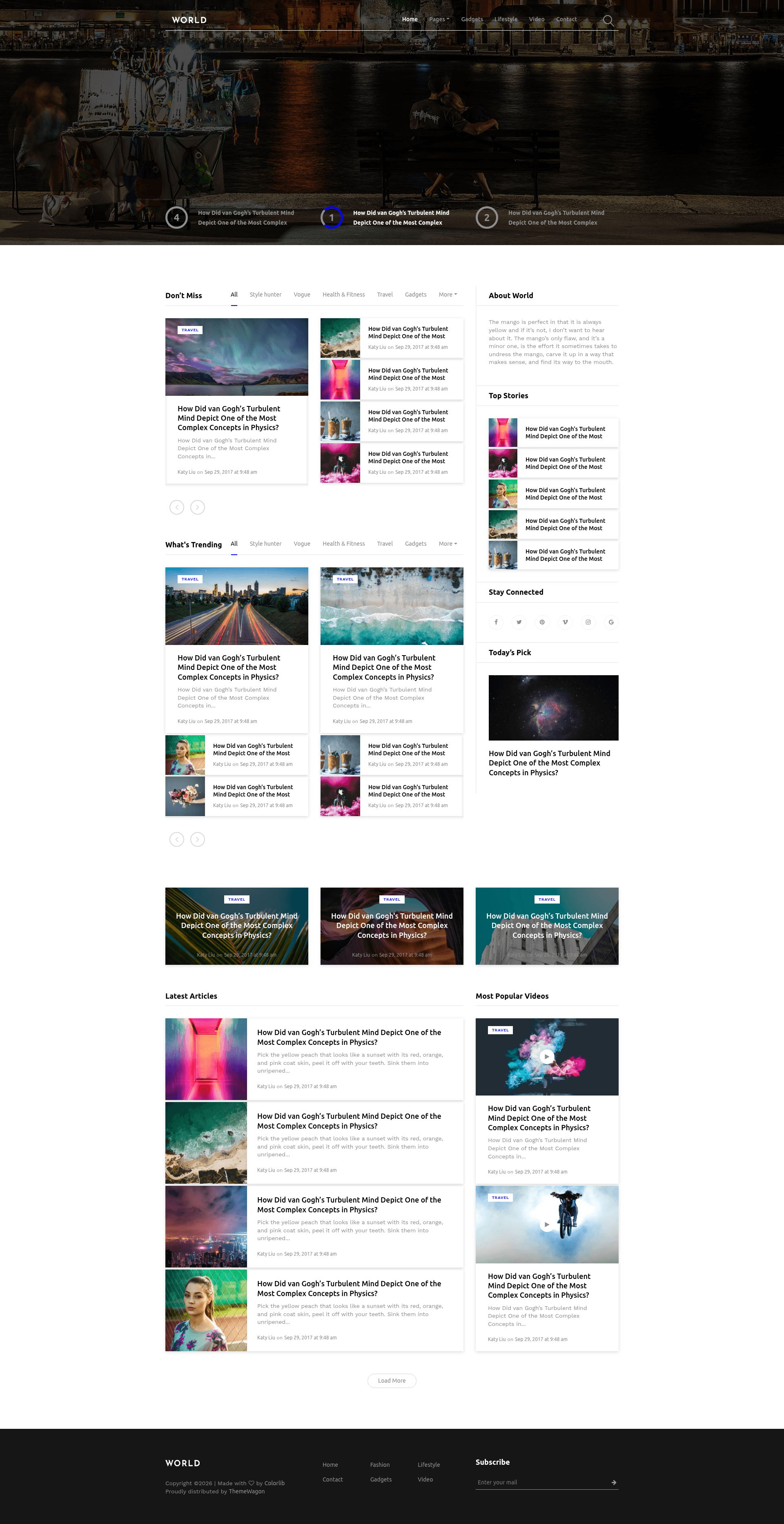 screenshot of World - Free HTML5 Magazine Template on template0.com