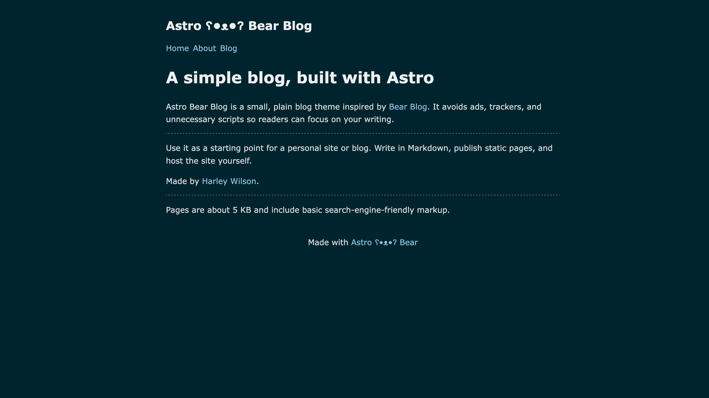 Astro Bear Blog preview