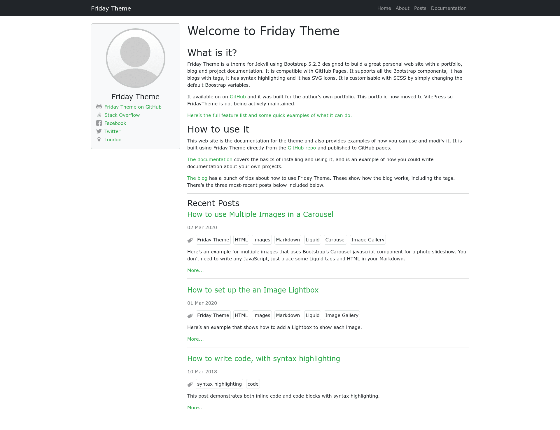 screenshot of Friday Theme on template0.com