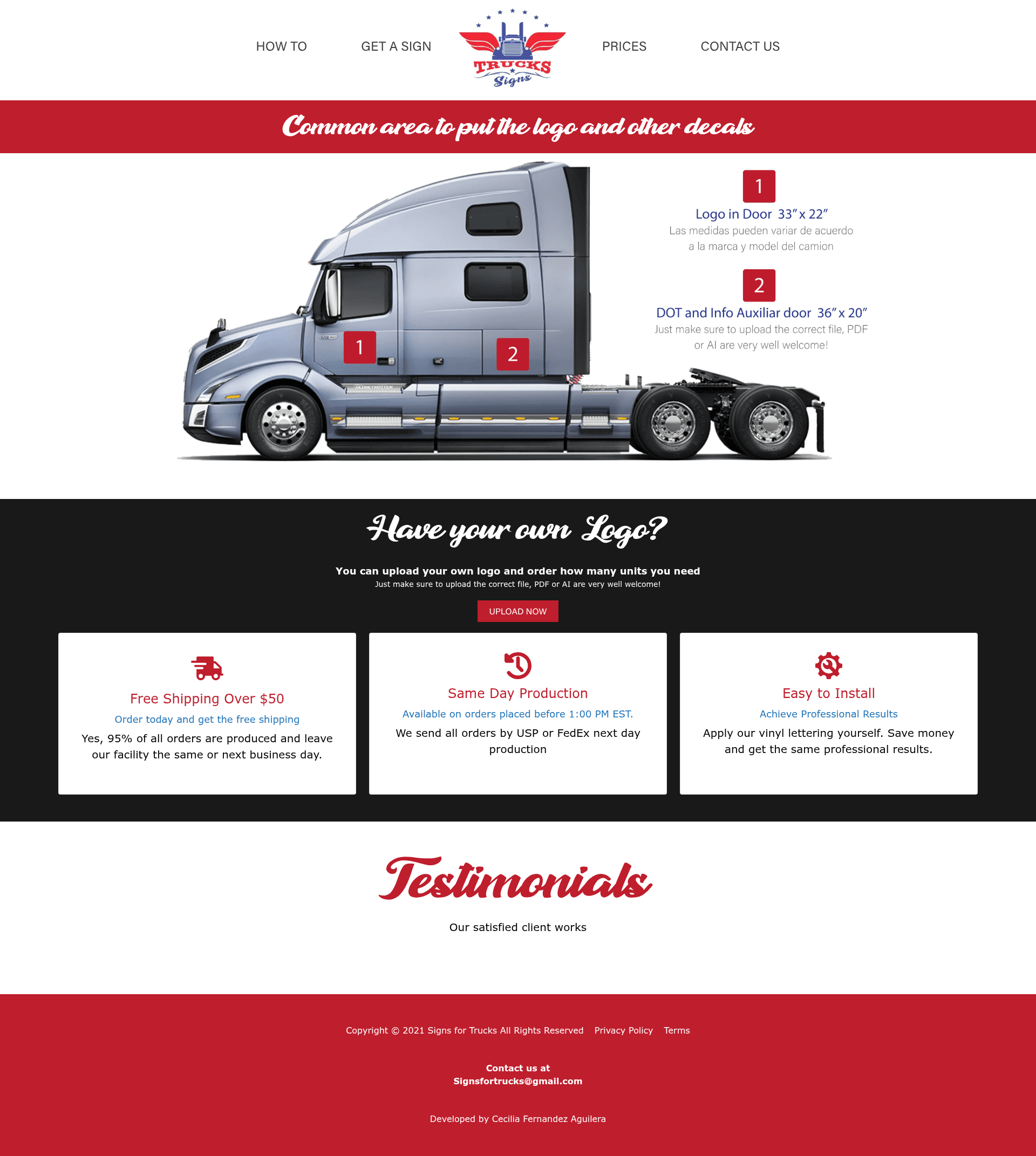 screenshot of Signs for Trucks on template0.com