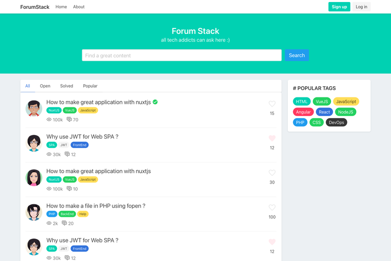 Image for Template ui forumStack on template0.com