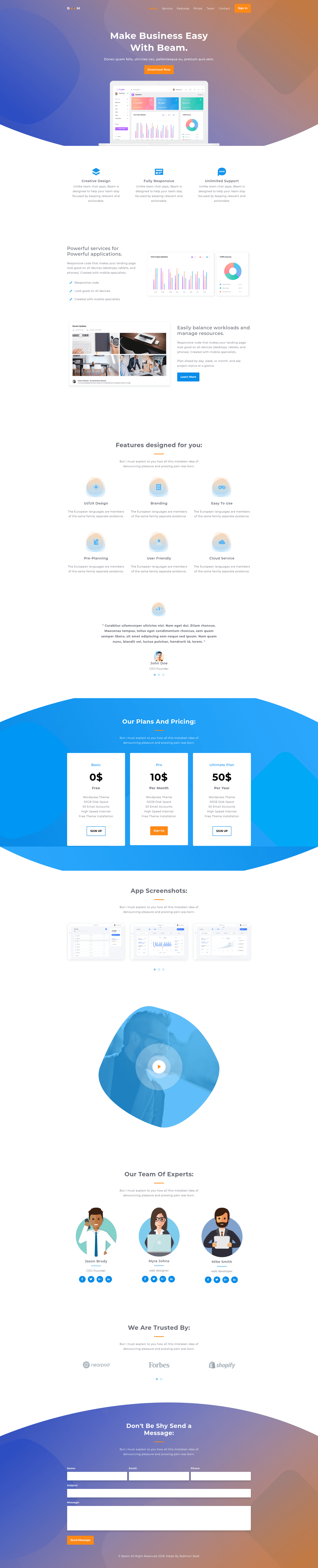screenshot of Beam on template0.com