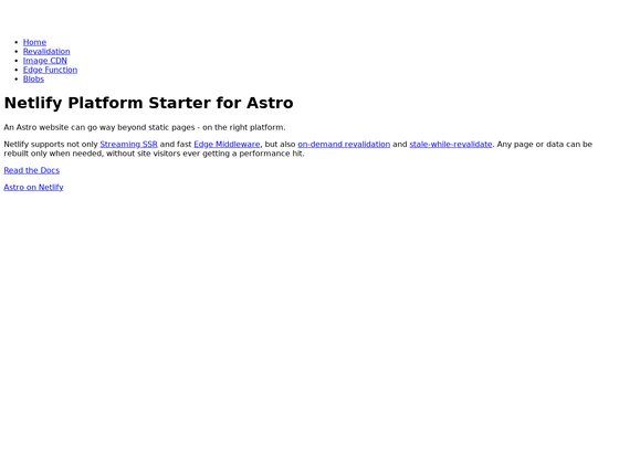 Astro on Netlify Platform Starter preview