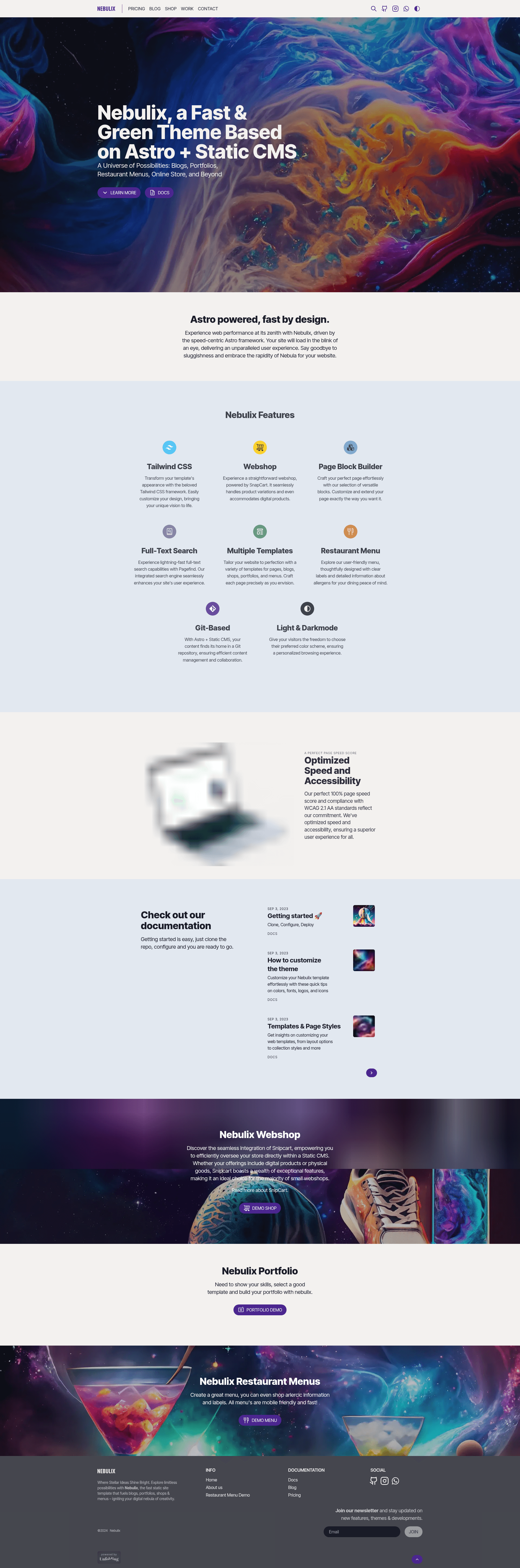 screenshot of Nebulix on template0.com