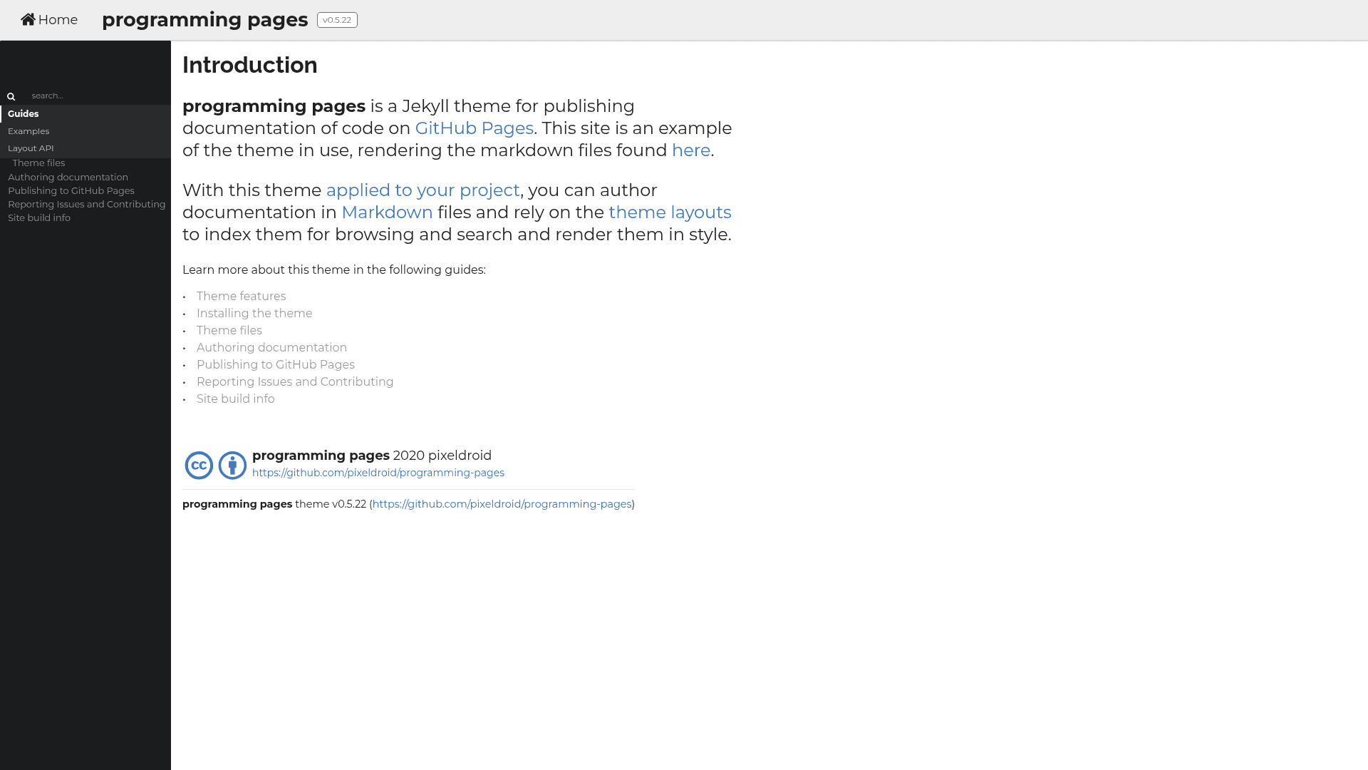 screenshot of Programming Pages on template0.com