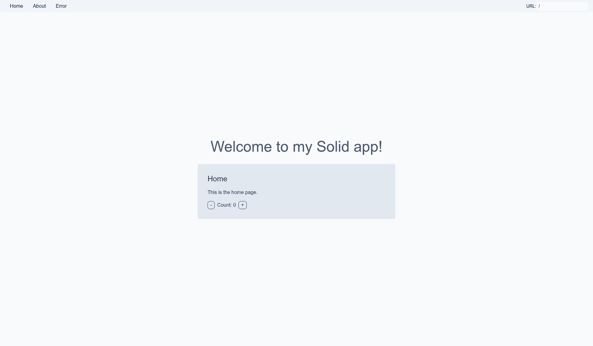 screenshot of Solid Quickstart on template0.com