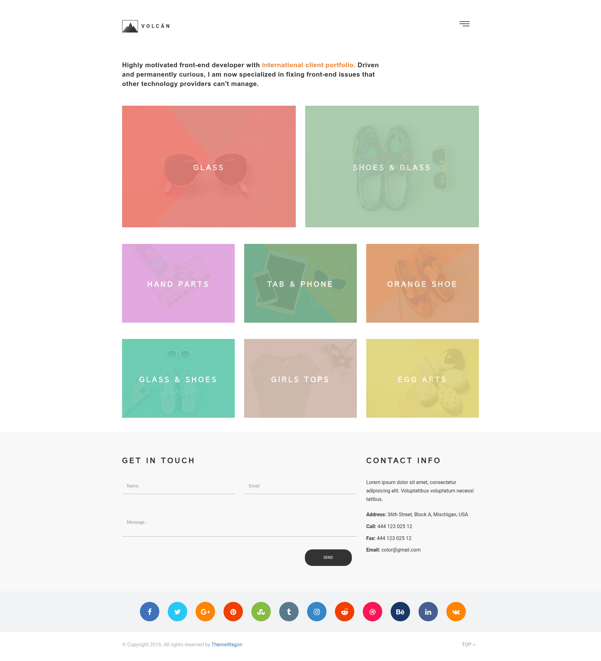 screenshot of Volcan – Personal Portfolio HTML5 Bootstrap Template on template0.com