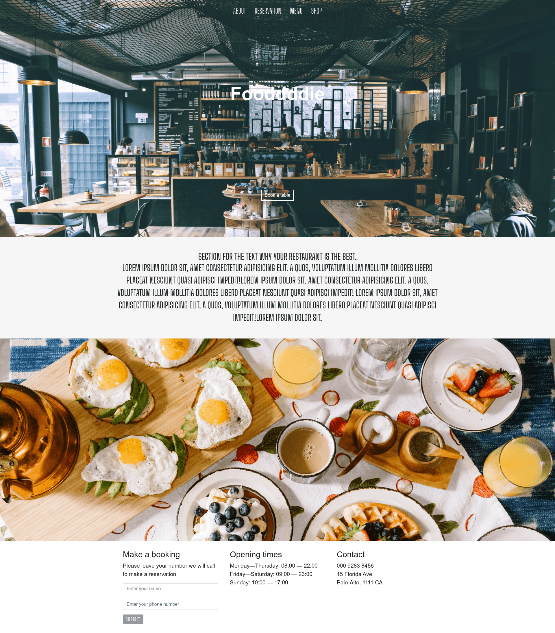 screenshot of Restaurant Landing Page on template0.com