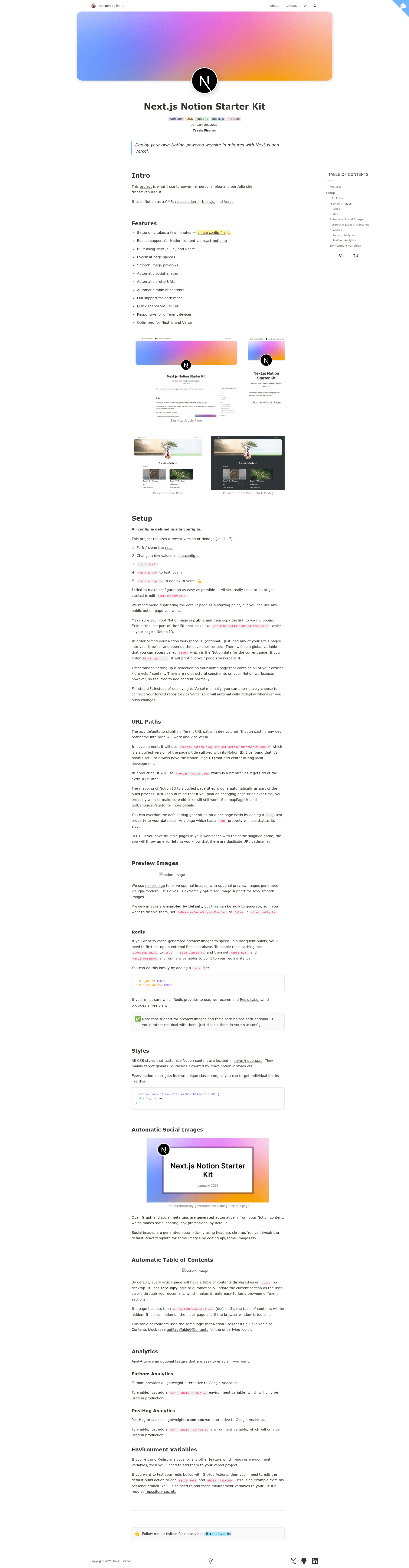 screenshot of Next.js Notion Starter Kit on template0.com