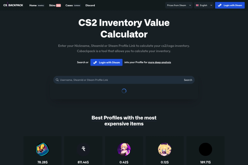 Image for Steam Inventory Worth Calculator on template0.com