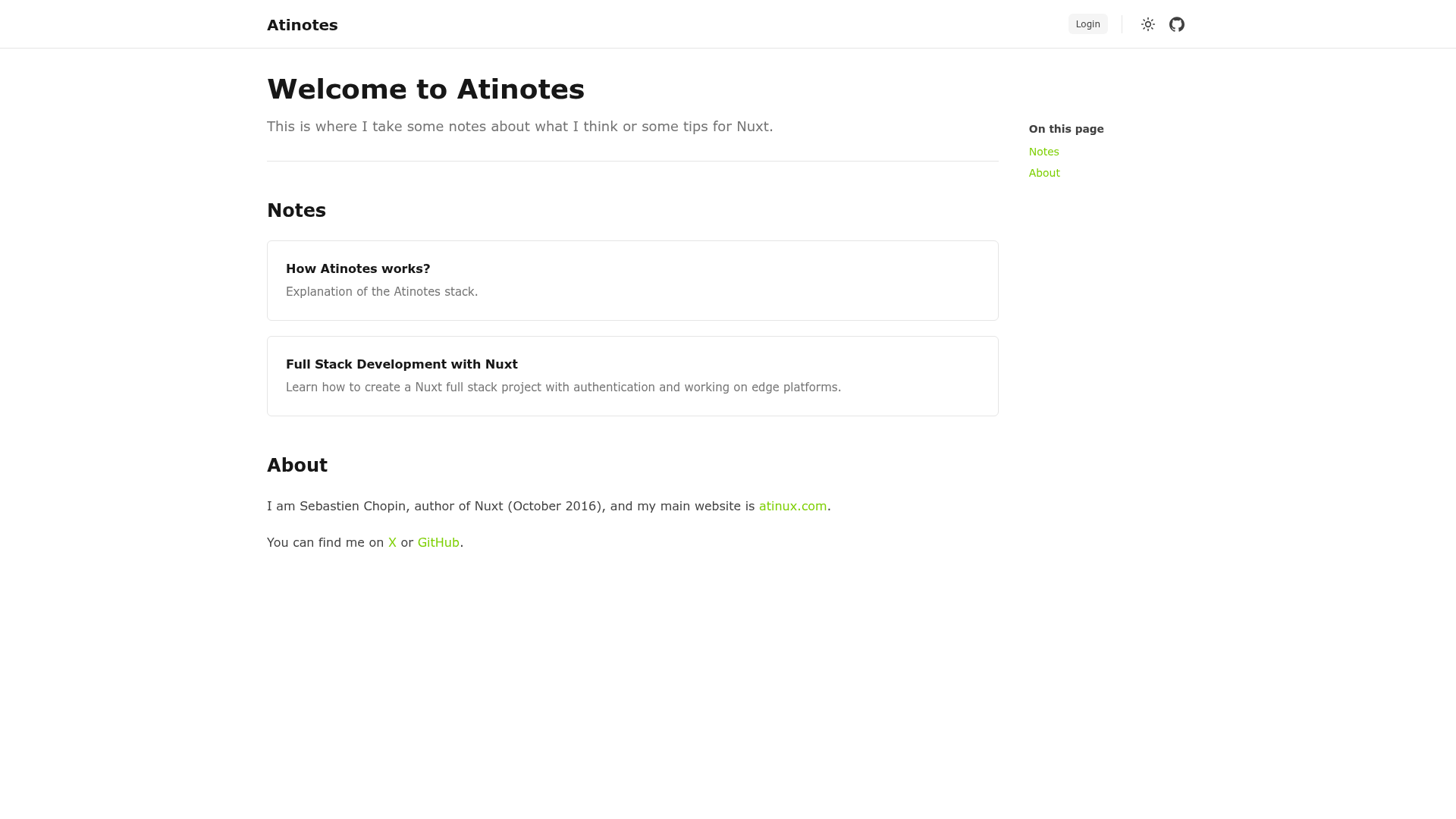 screenshot of Atinotes on template0.com
