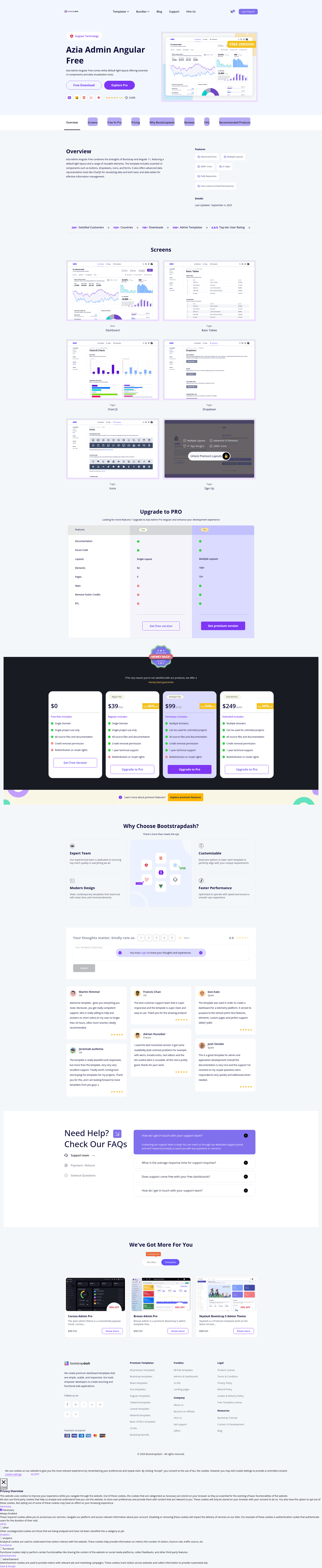 screenshot of AziaAngular on template0.com