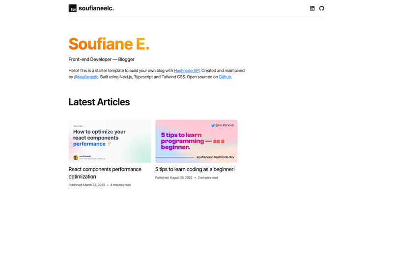 Image for Next.js Hashnode Blog Template on template0.com Image for Next.js Hashnode Blog Template on template0.com
