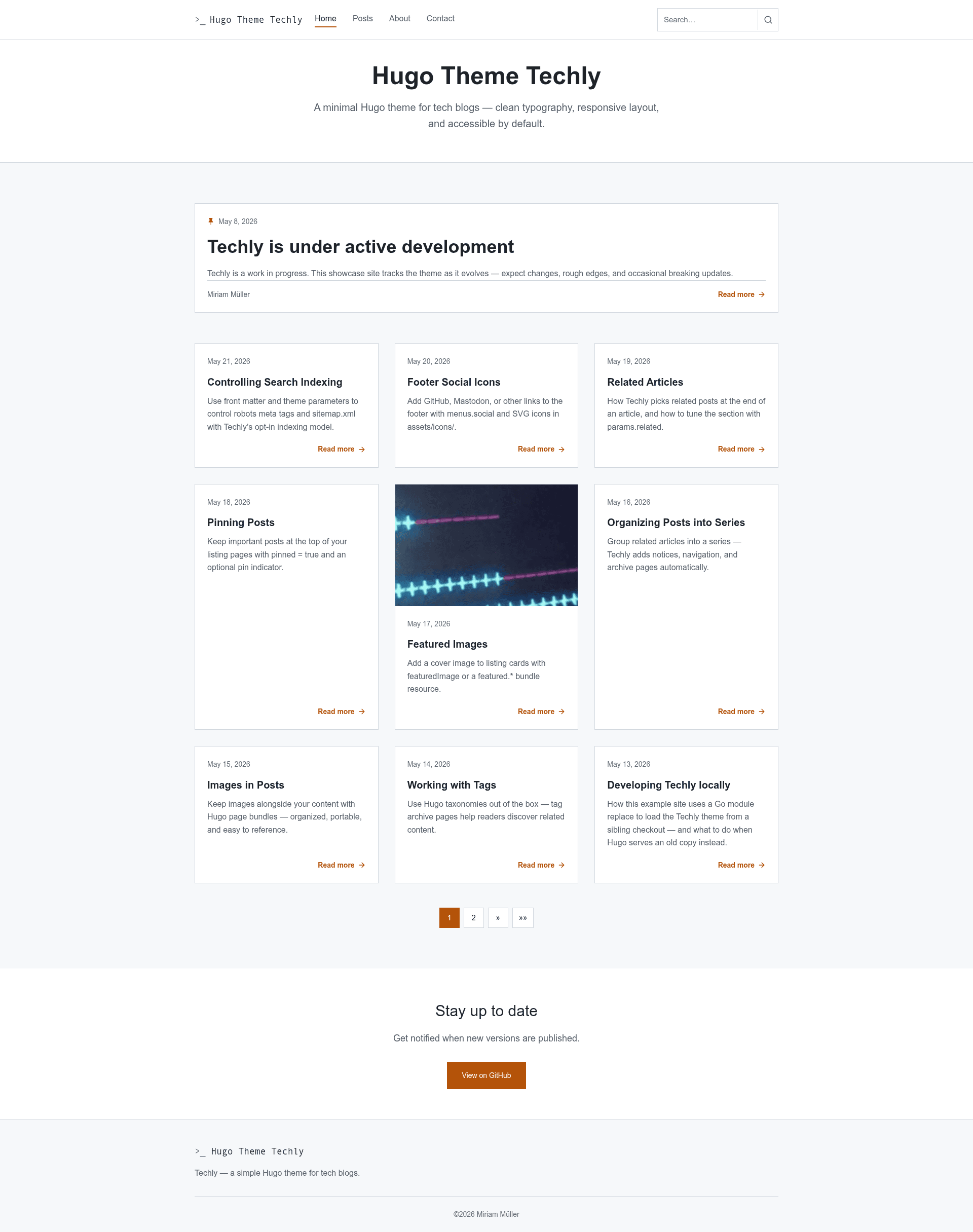 screenshot of Techly on template0.com