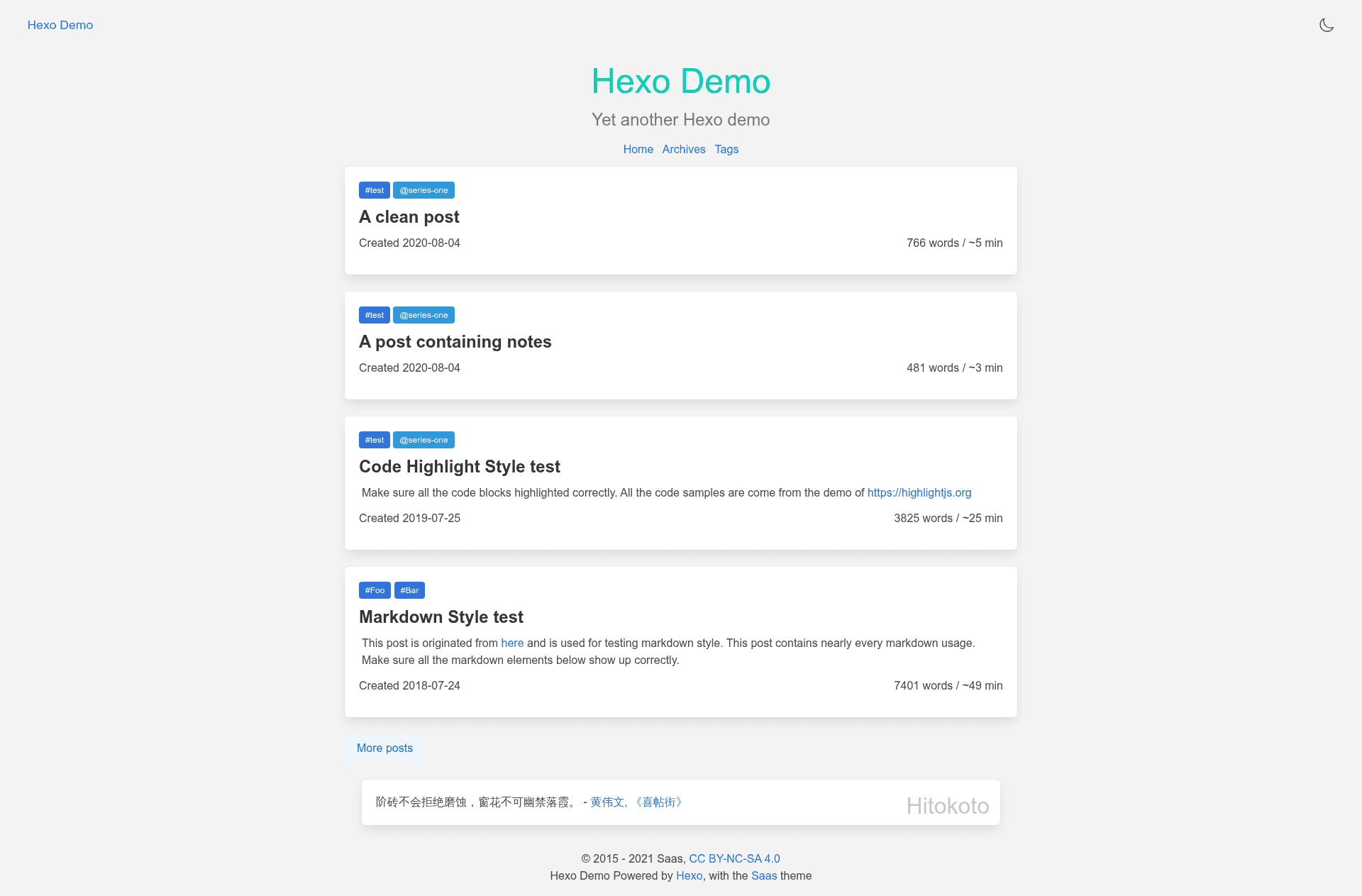 screenshot of hexo-theme-saas on template0.com