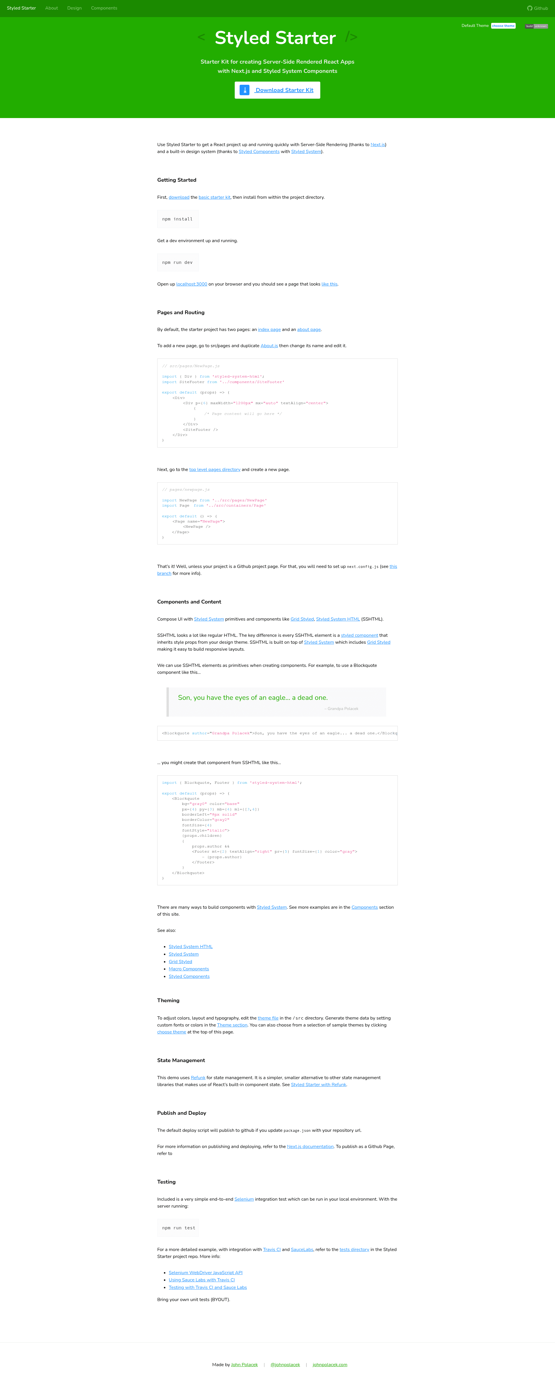 screenshot of Styled Starter on template0.com