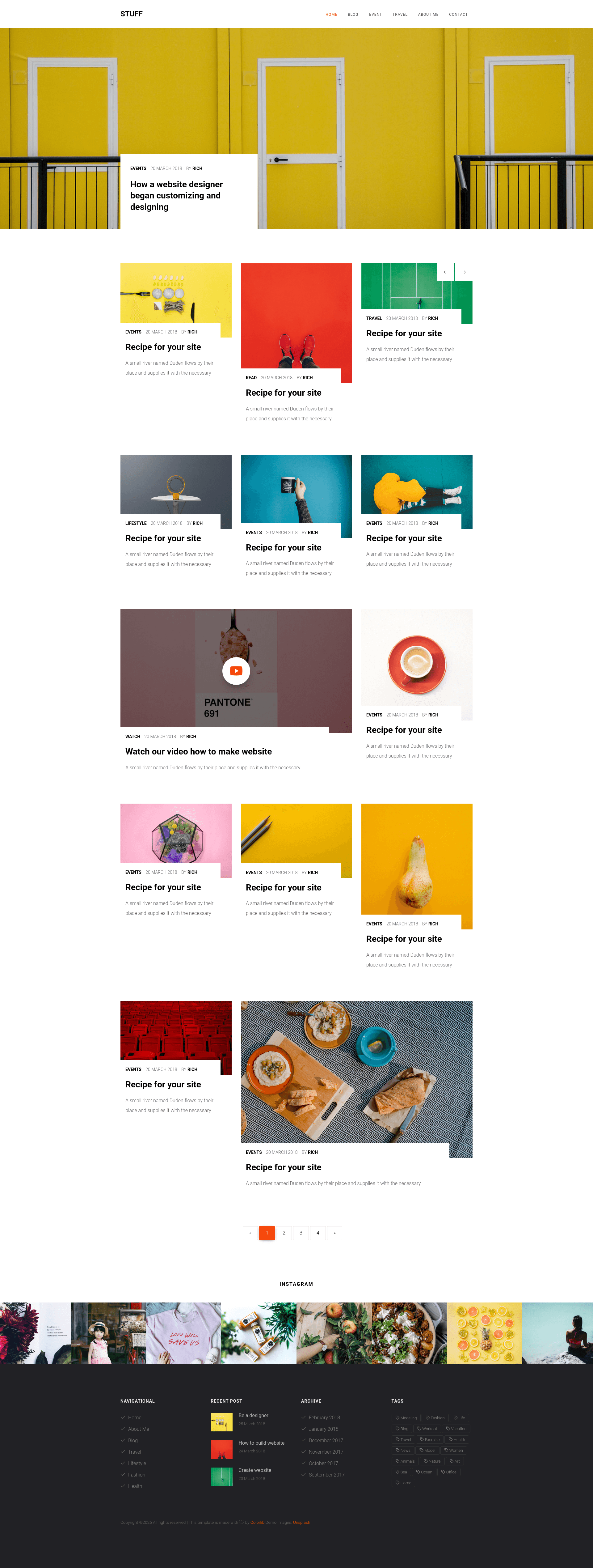 screenshot of Stuff - Free HTML5 Multi-page Bootstrap Blog Theme on template0.com