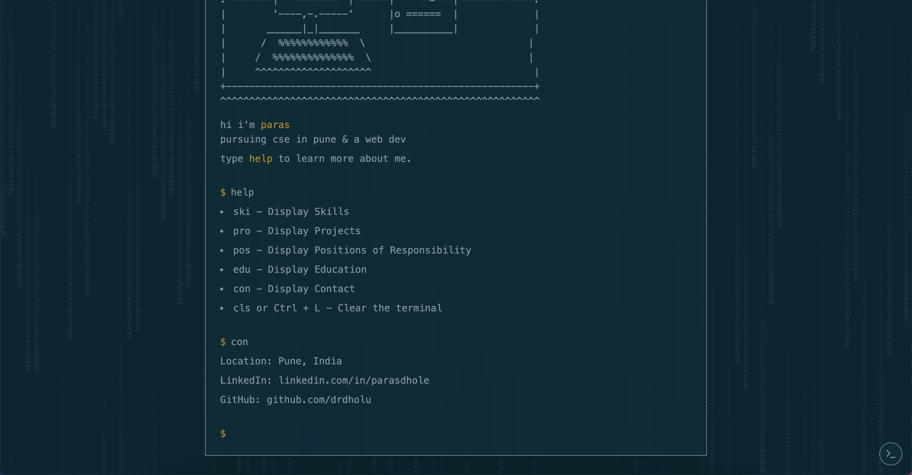 Image for Terminal Portfolio(portoflio nextjs template) on template0.com