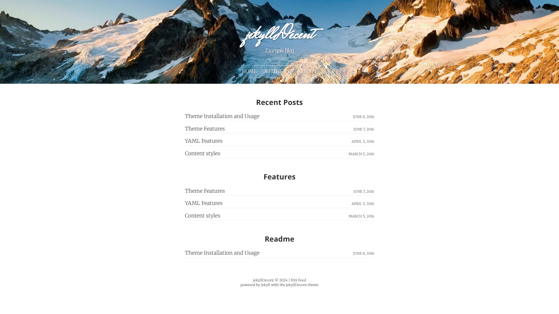screenshot of jekyllDecent on template0.com
