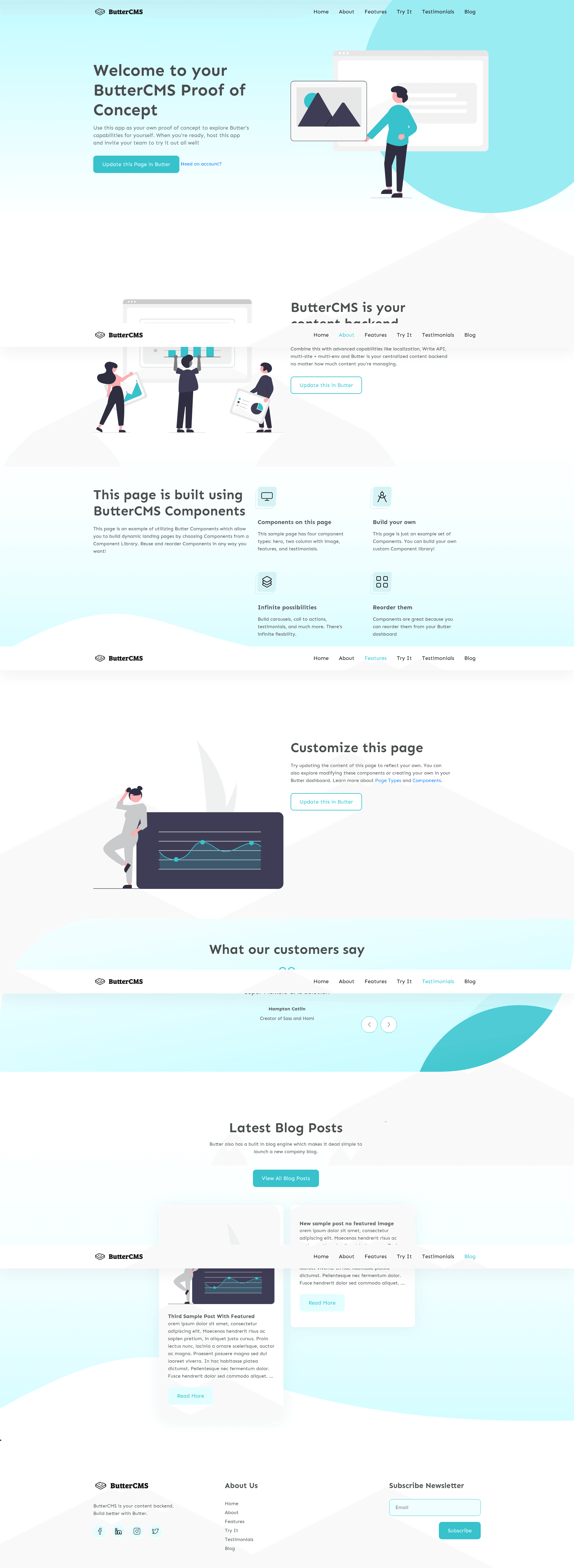 screenshot of Astro + ButterCMS Starter on template0.com