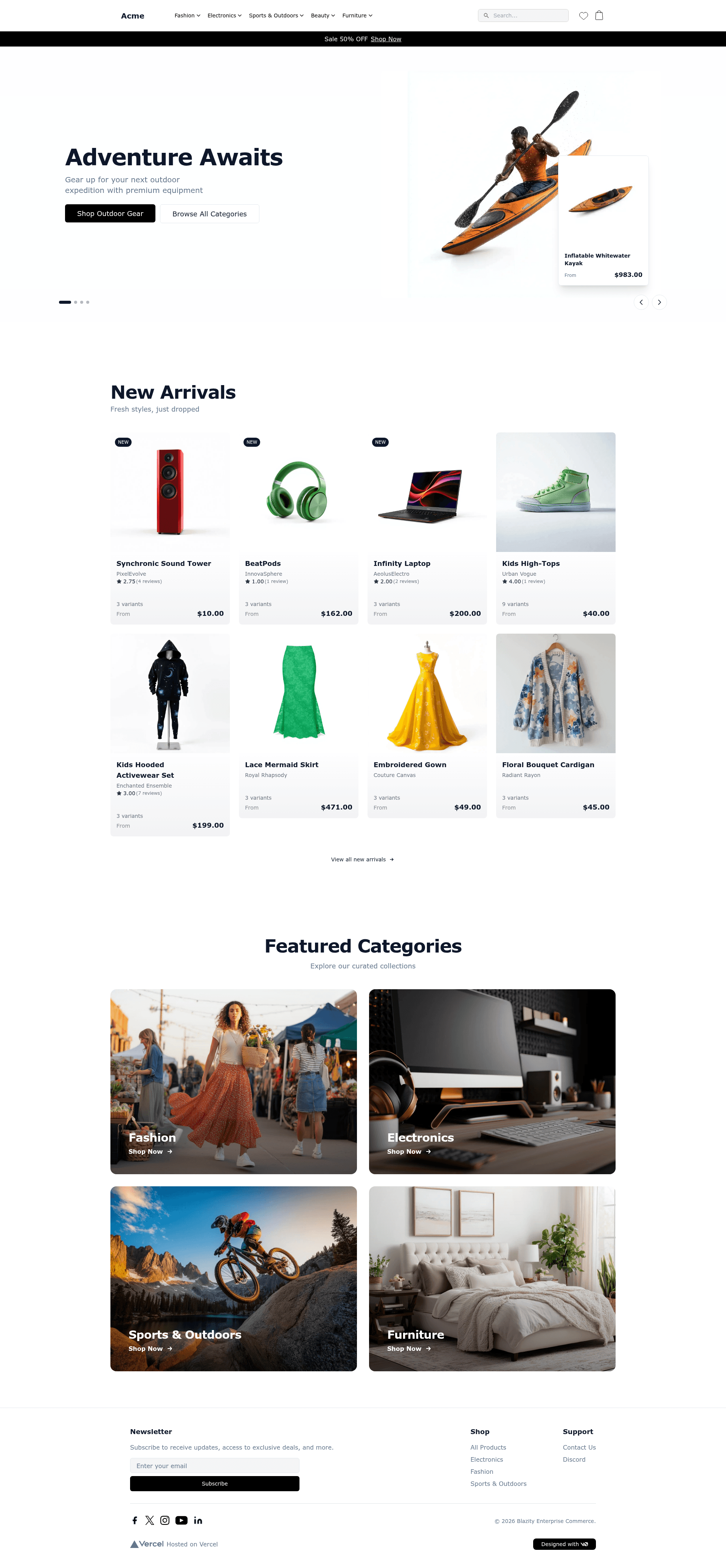 screenshot of Blazity Enterprise Commerce on template0.com