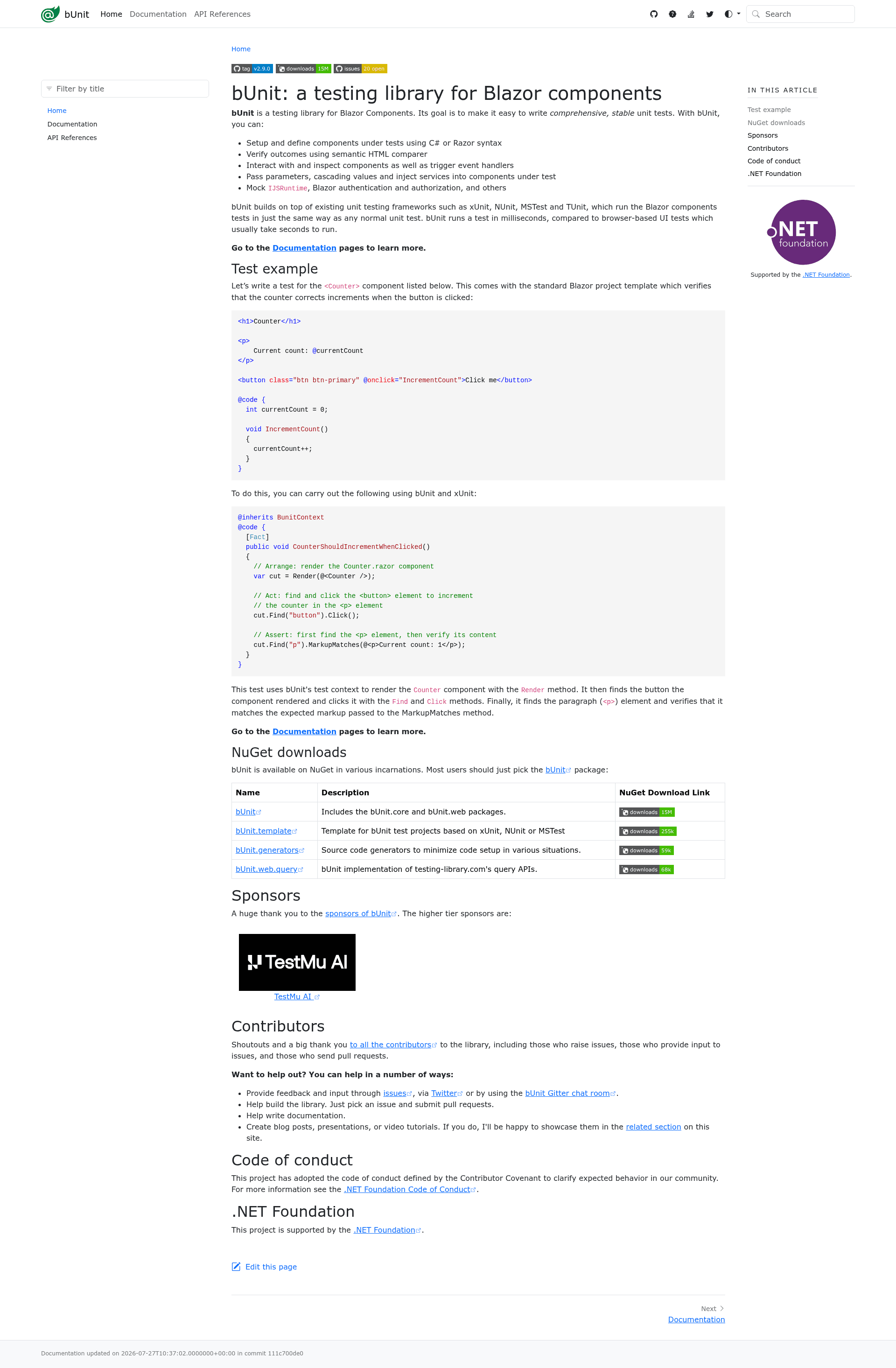 screenshot of bUnit on template0.com