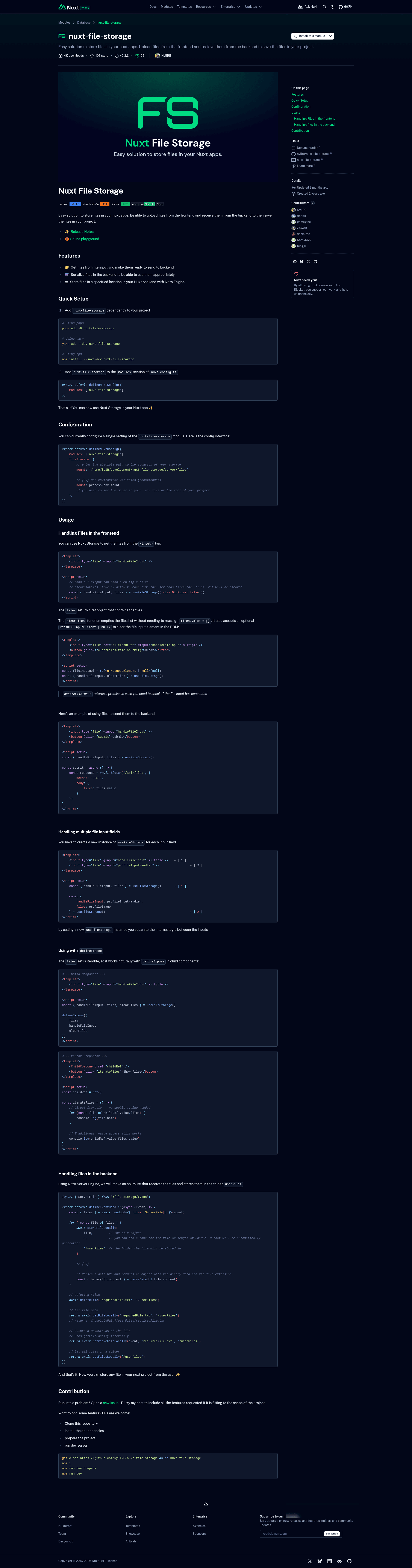 screenshot of Nuxt File Storage on template0.com