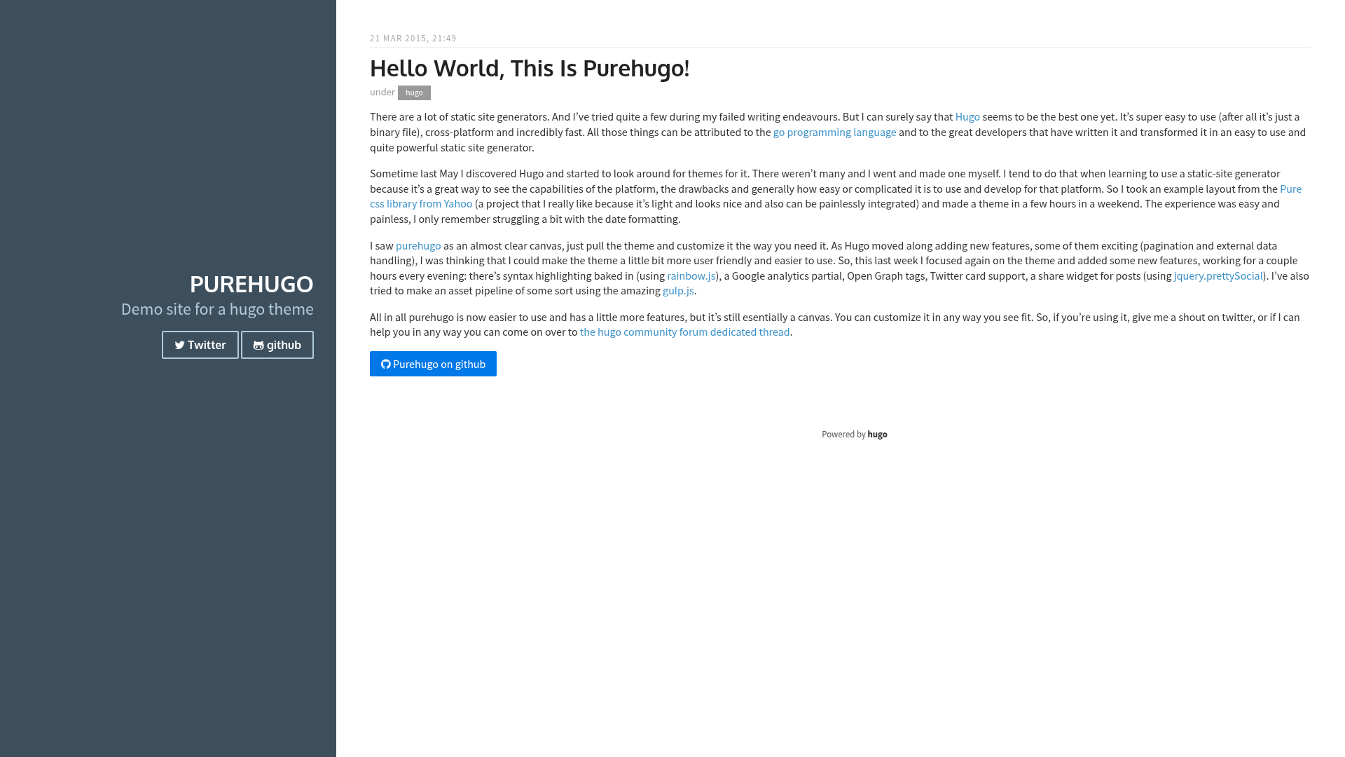 screenshot of Purehugo on template0.com