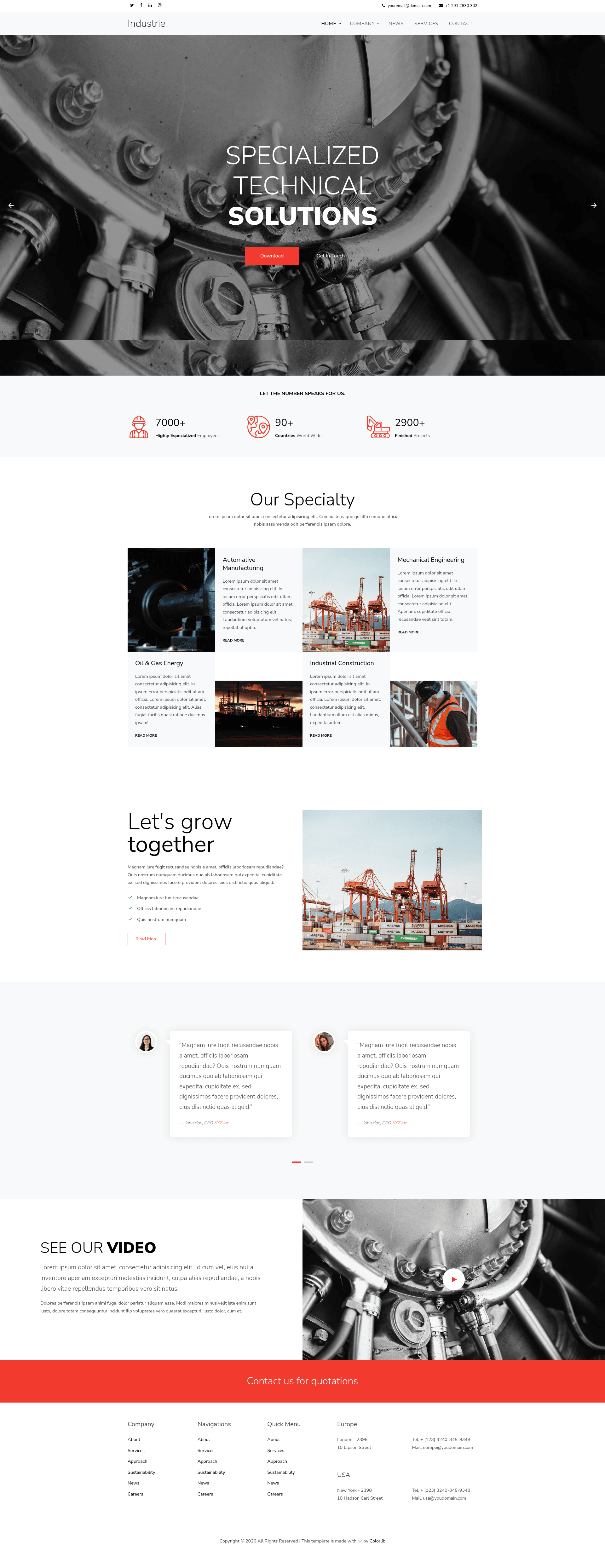 screenshot of Industrie on template0.com