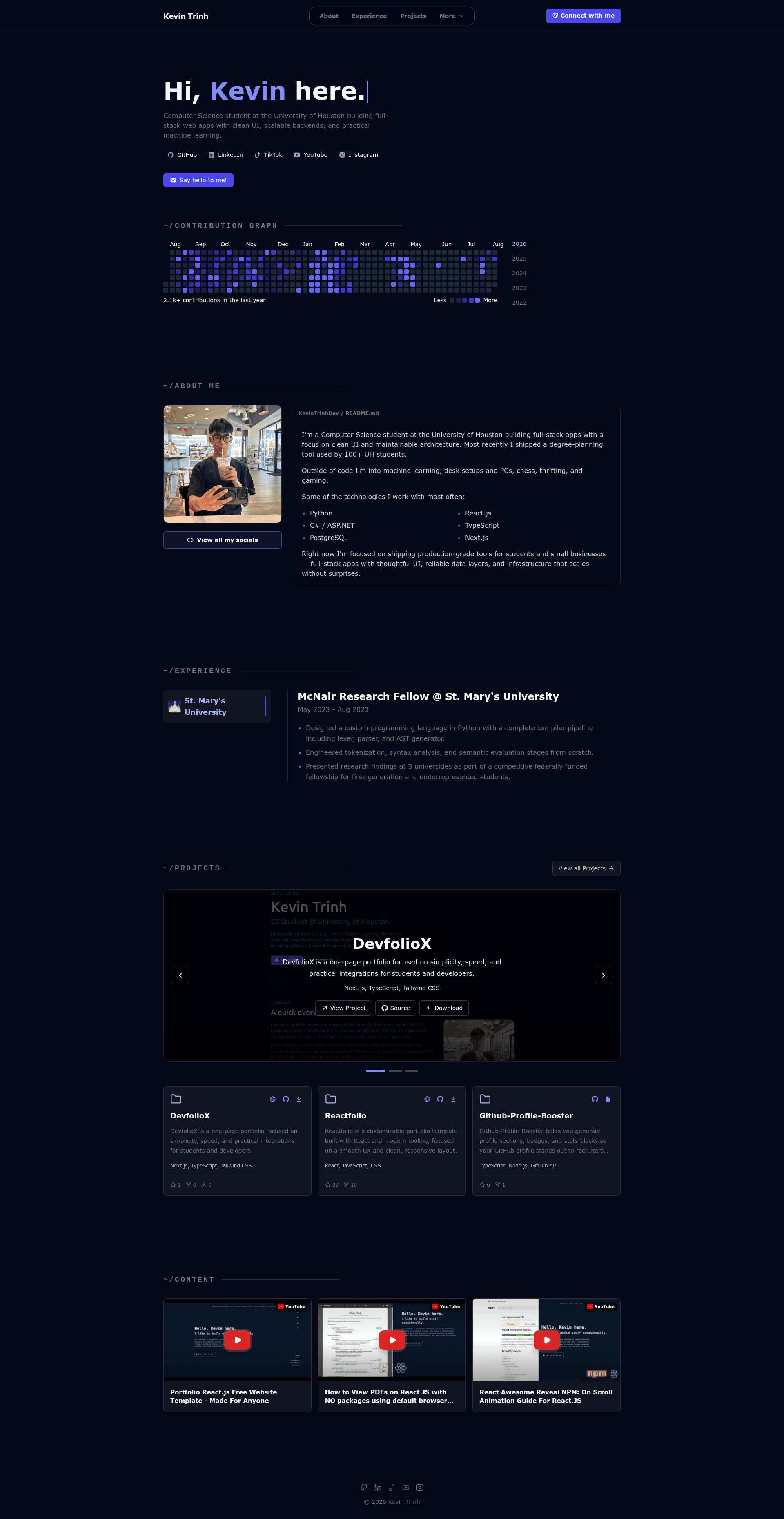 screenshot of Reactfolio on template0.com