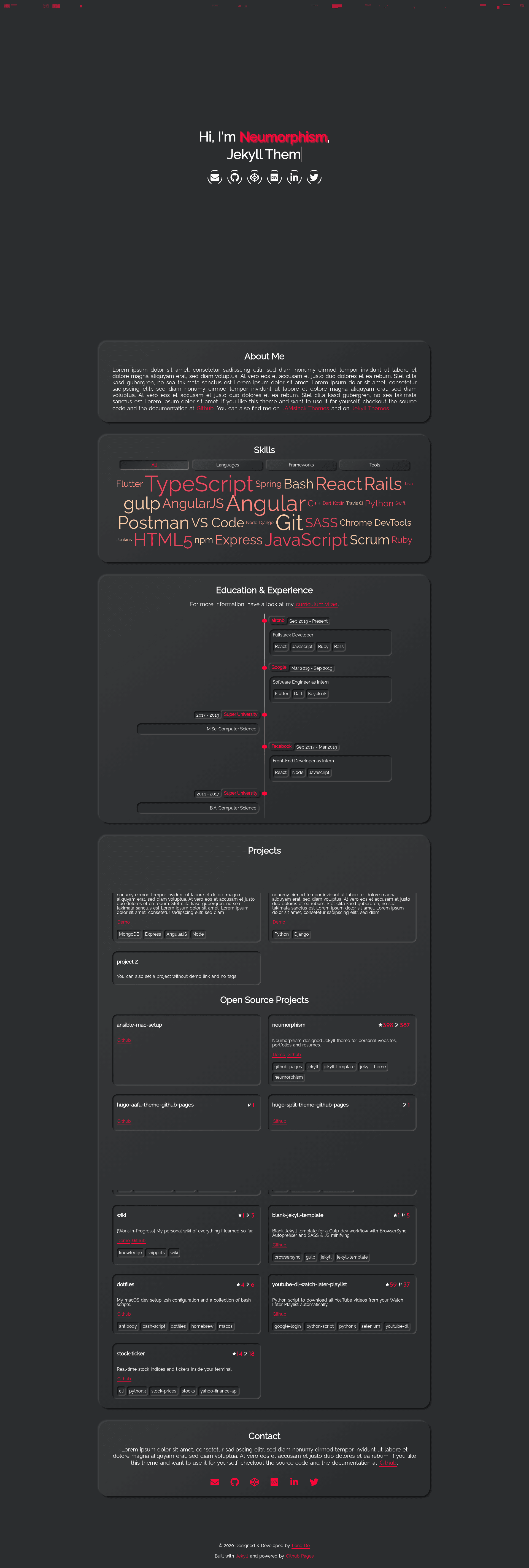 screenshot of Neumorphism on template0.com